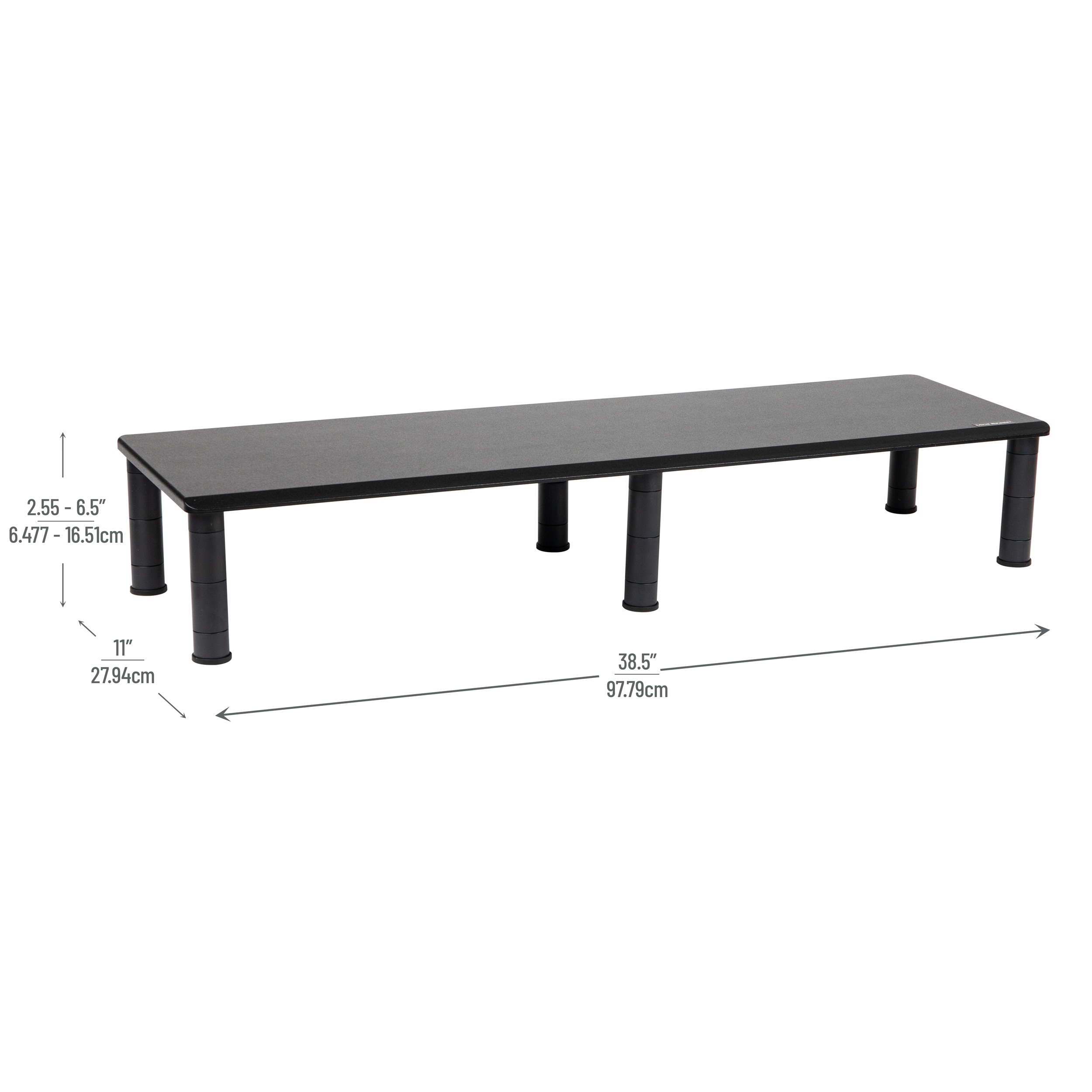 Black Adjustable MDF Dual Monitor Desktop Stand