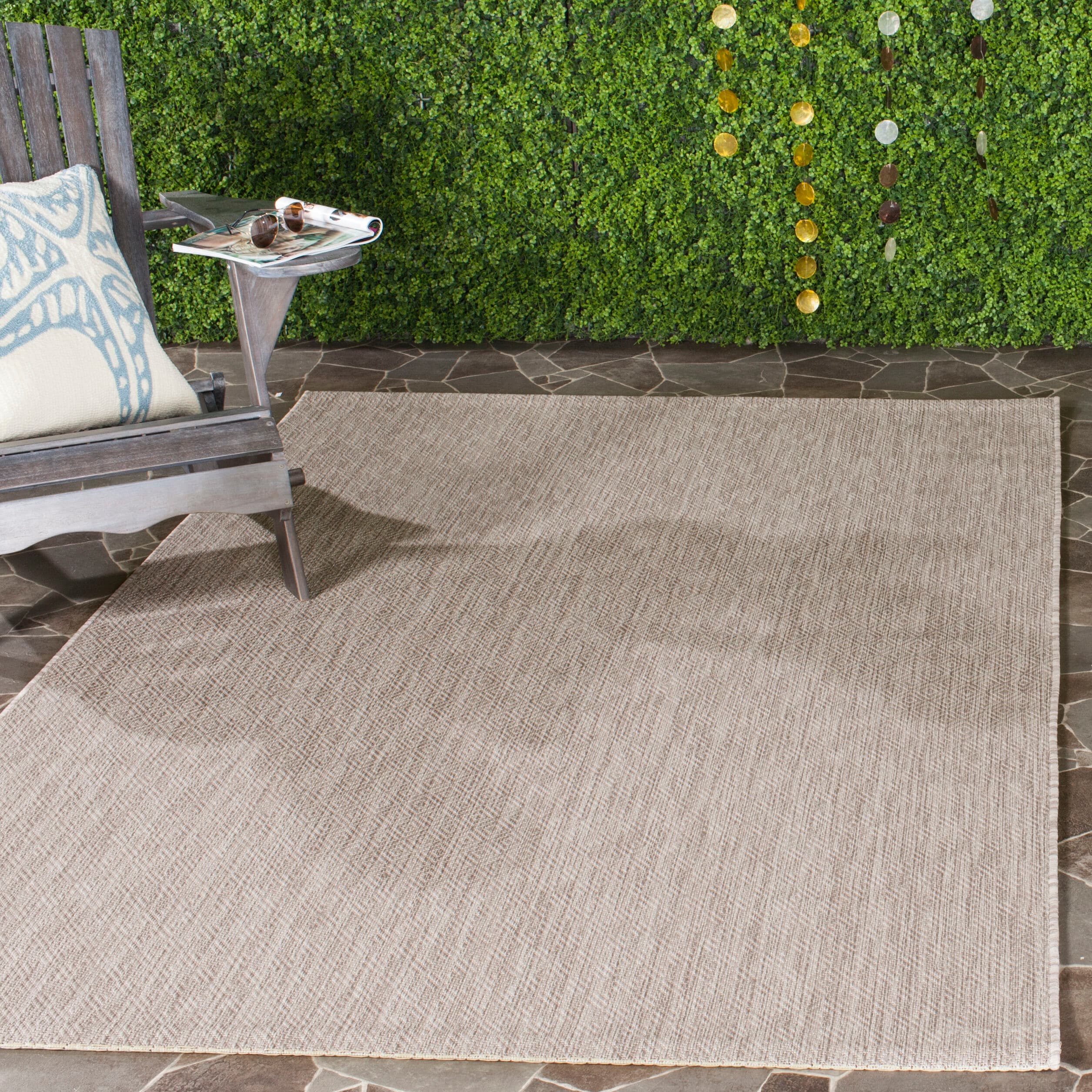 Safavieh CY8520-36311-5SQ Courtyard Pumpion 5 x 5 (ft) Loomed Polypropylene Beige/Beige Square Indoor/Outdoor Abstract Coastal Area rug