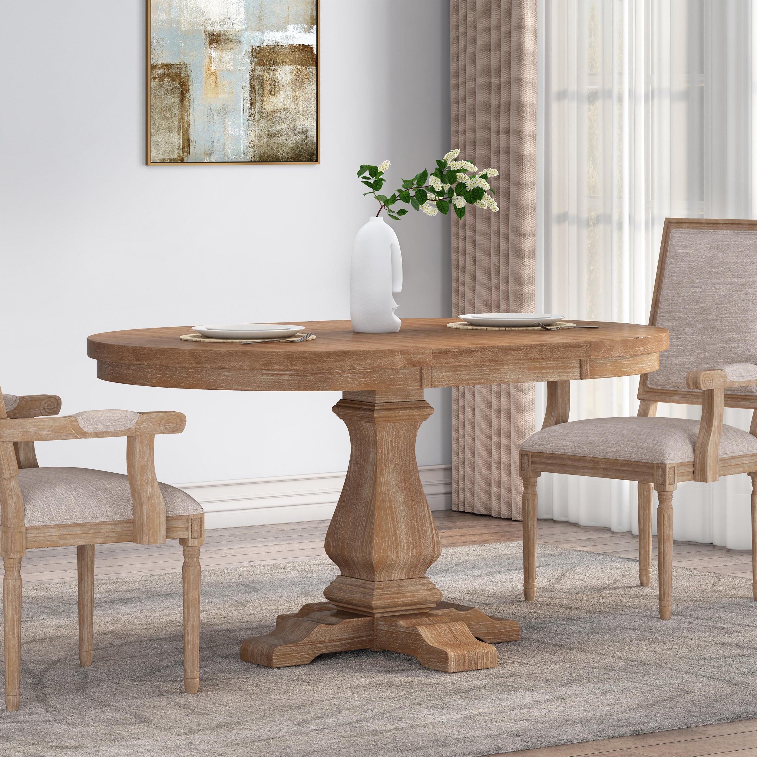 Christopher Knight Home 315383 Castner Rustic Wood Expandable Oval Dining Table Natural