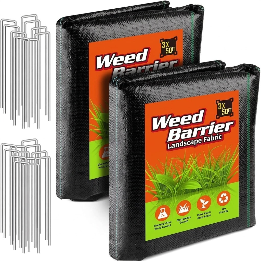Justincity 3FT x 100FT Weed Barrier Landscape Fabric Heavy Duty 3 Point 2oz Garden Ground Cover Mat Roll for Weed Control Gardening Plant Beds #L05JT08039