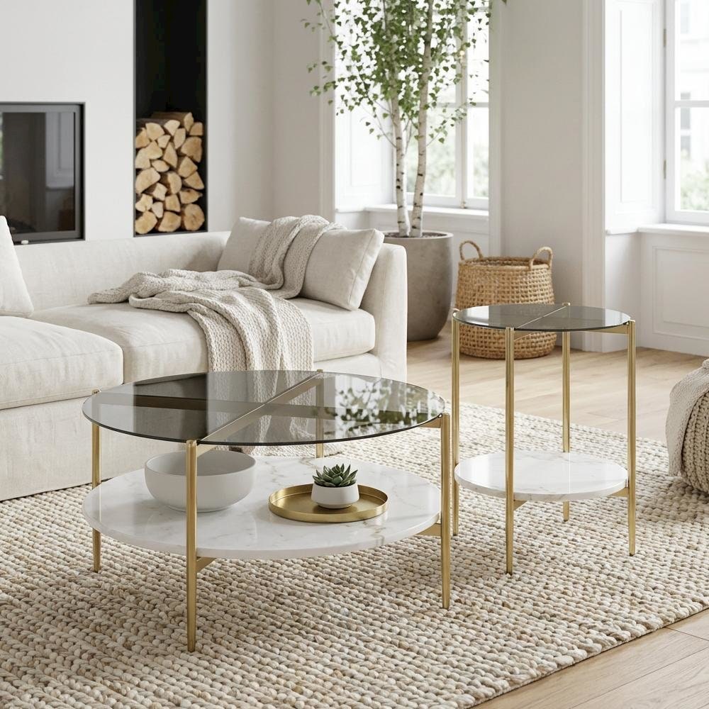 FurniFact BO3942223WHT Accent-Table-Sets - View #3