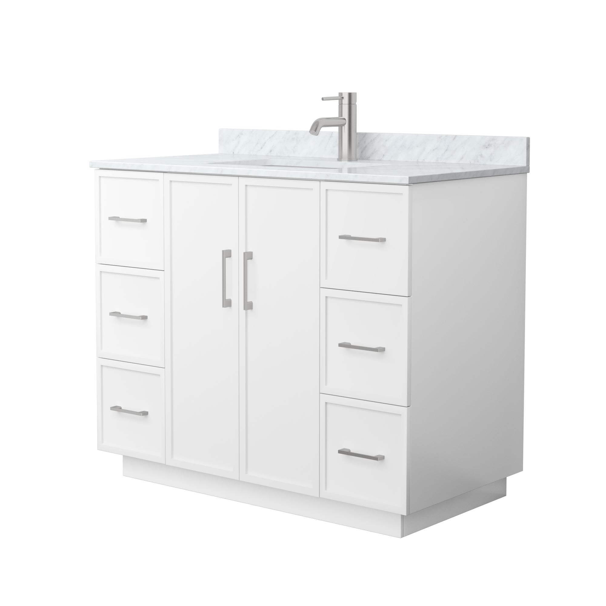 Wyndham Collection - Elan TK 42-in White with Brushed Nickel Trim Undermount Single Sink Bathroom...
