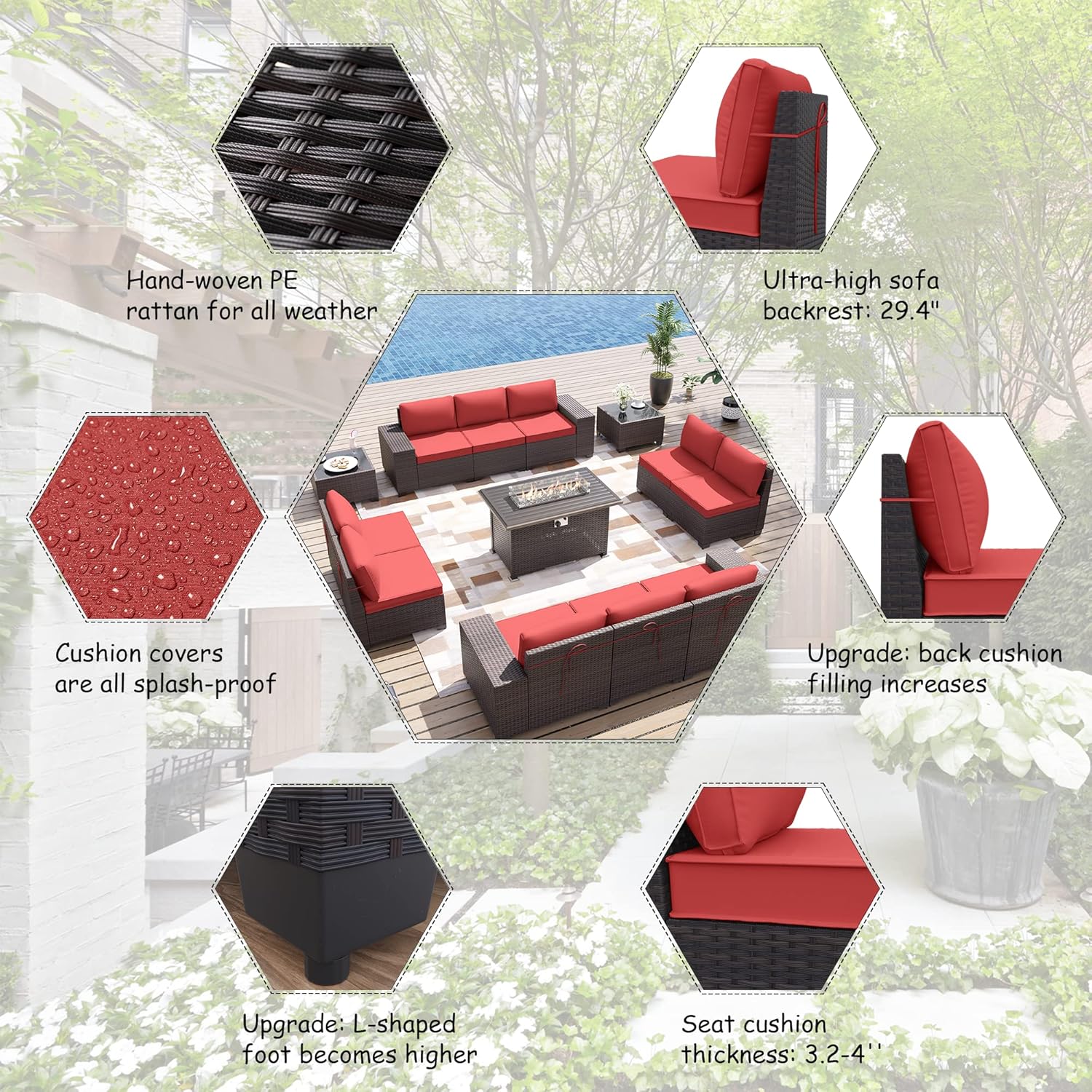 ALAULM LS-12PCS+FP-RED Patio-Conversation-Sets - View #5