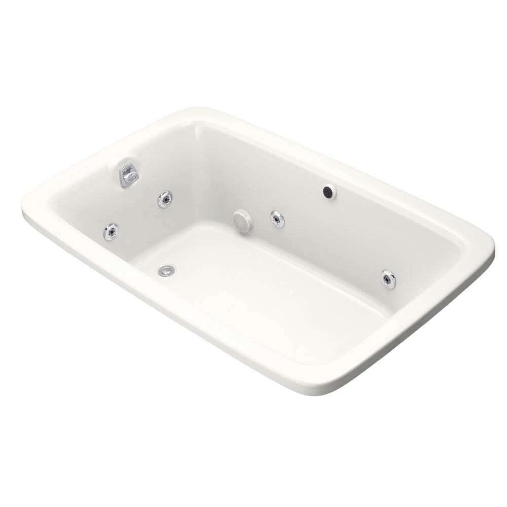 KOHLER 1158-H2-0 Bancroft 42-in x 66-in White Acrylic Drop-In Whirlpool Tub (Reversible Drain)