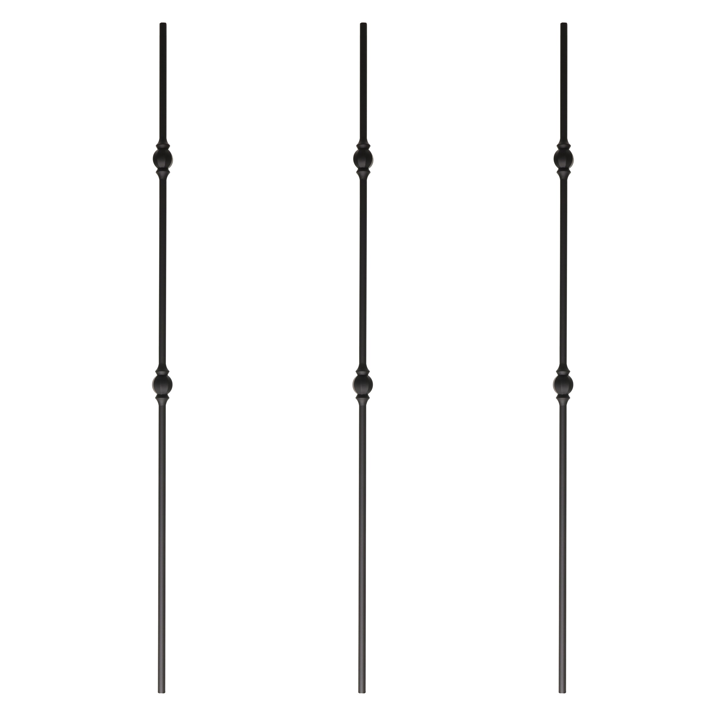 RELIABILT WGTR23SB 43-in x 0.5-in Satin Black Wrought Iron Double Ball Stair Baluster (3-Pack)