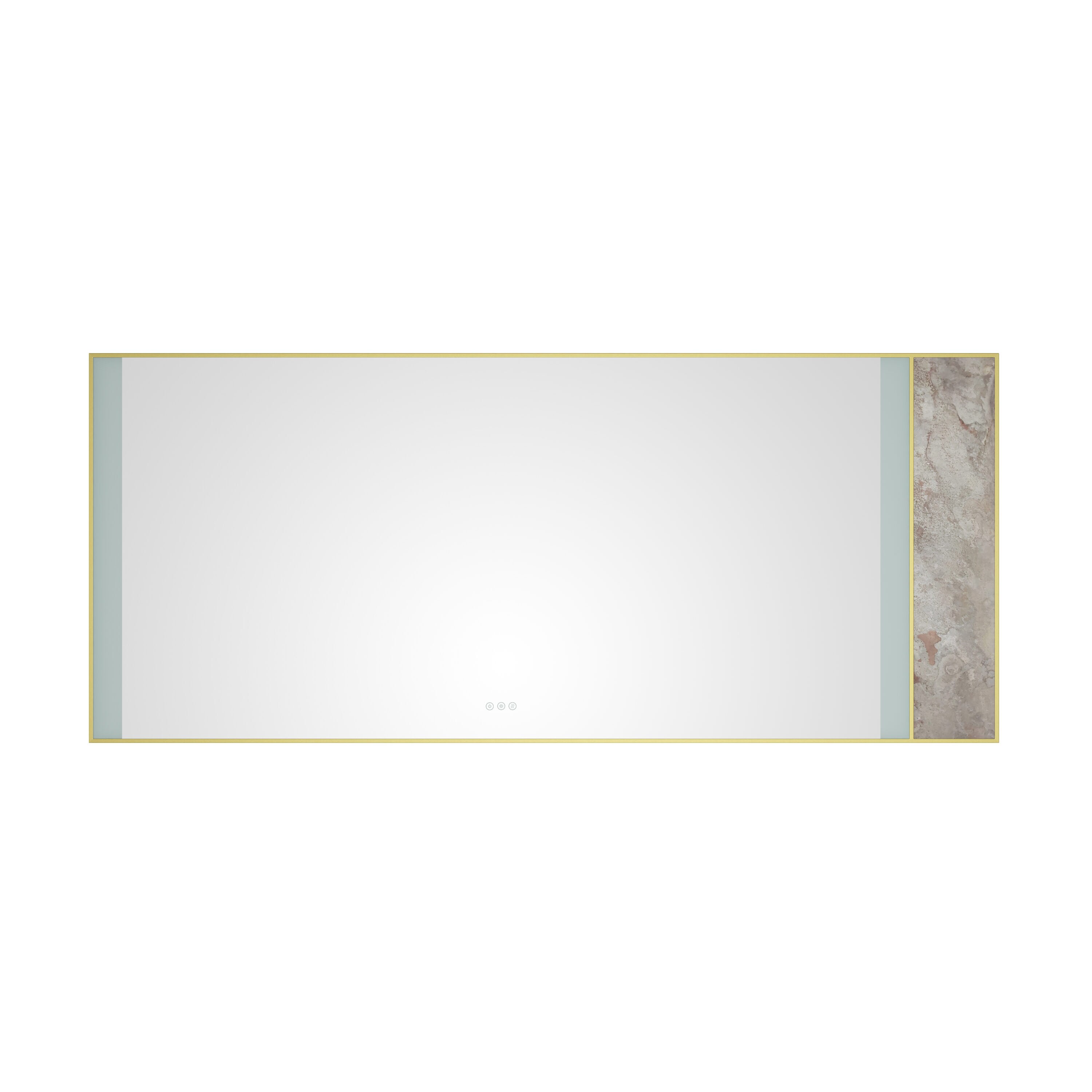 Vacolite KP38436-BG-TK 36-Inches x 84-Inches Polished Rectangle Dimmable Lighted Fog Free Tilting Bathroom Vanity Mirror ( Natural stone decoration )