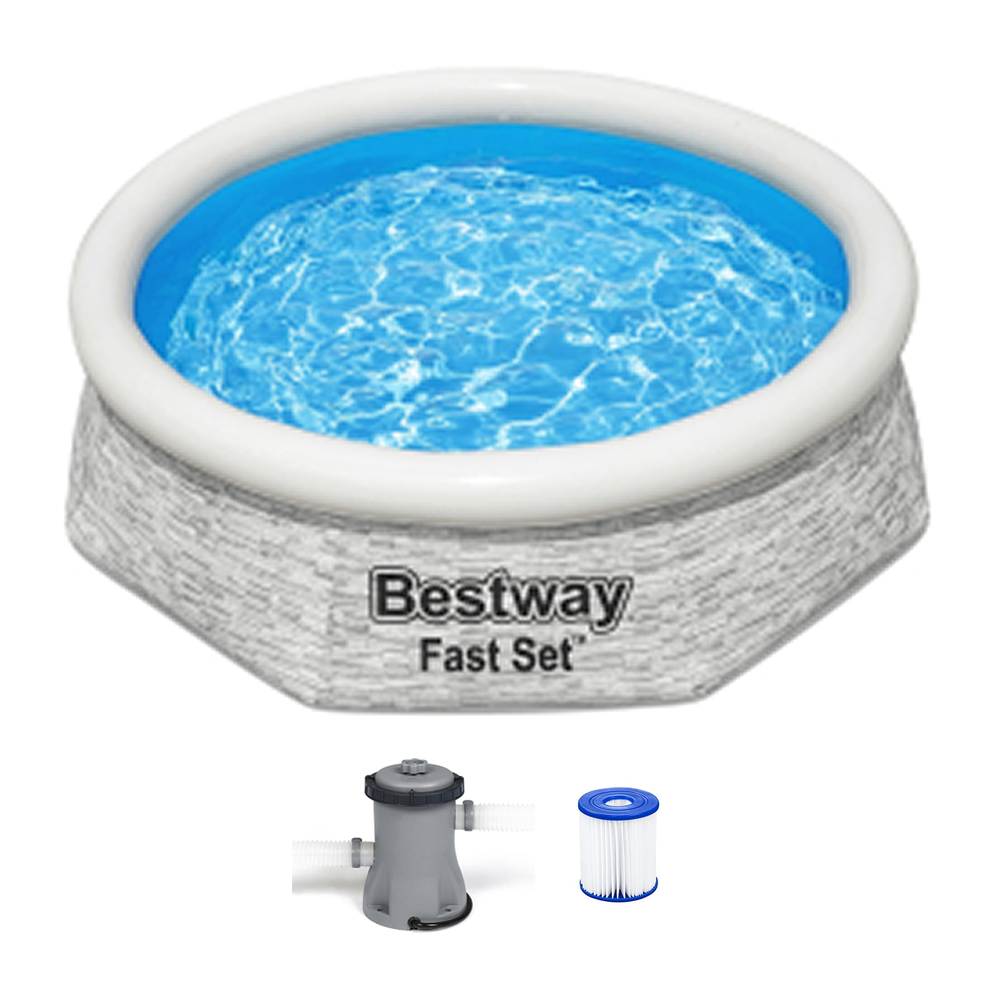  8ft x 24 Inch Round Inflatable Outdoor Swimming Pool with Filter Pump