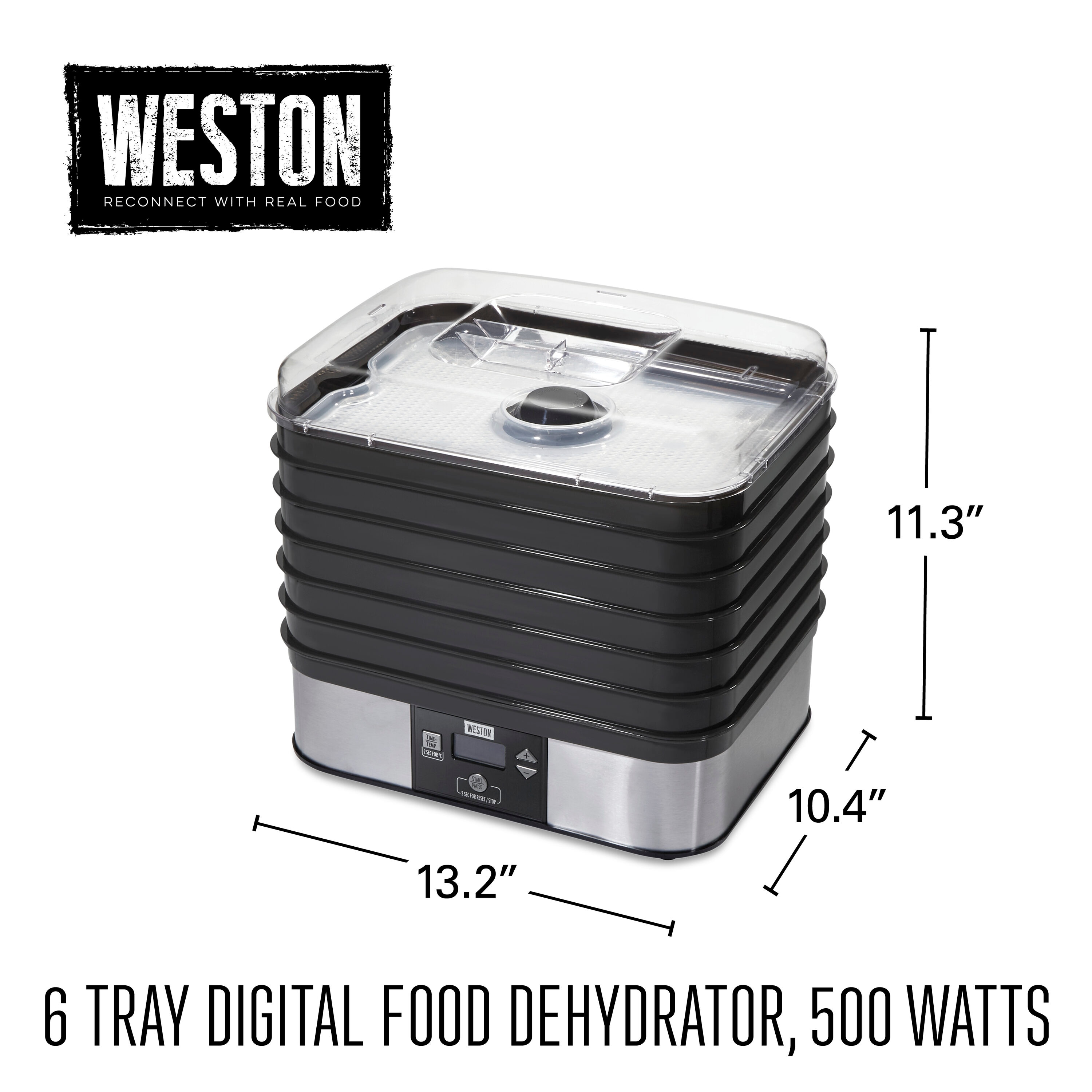 Hamilton Beach Food Dehydrator, 500 Watts, 5 trays, Silver, 32100A