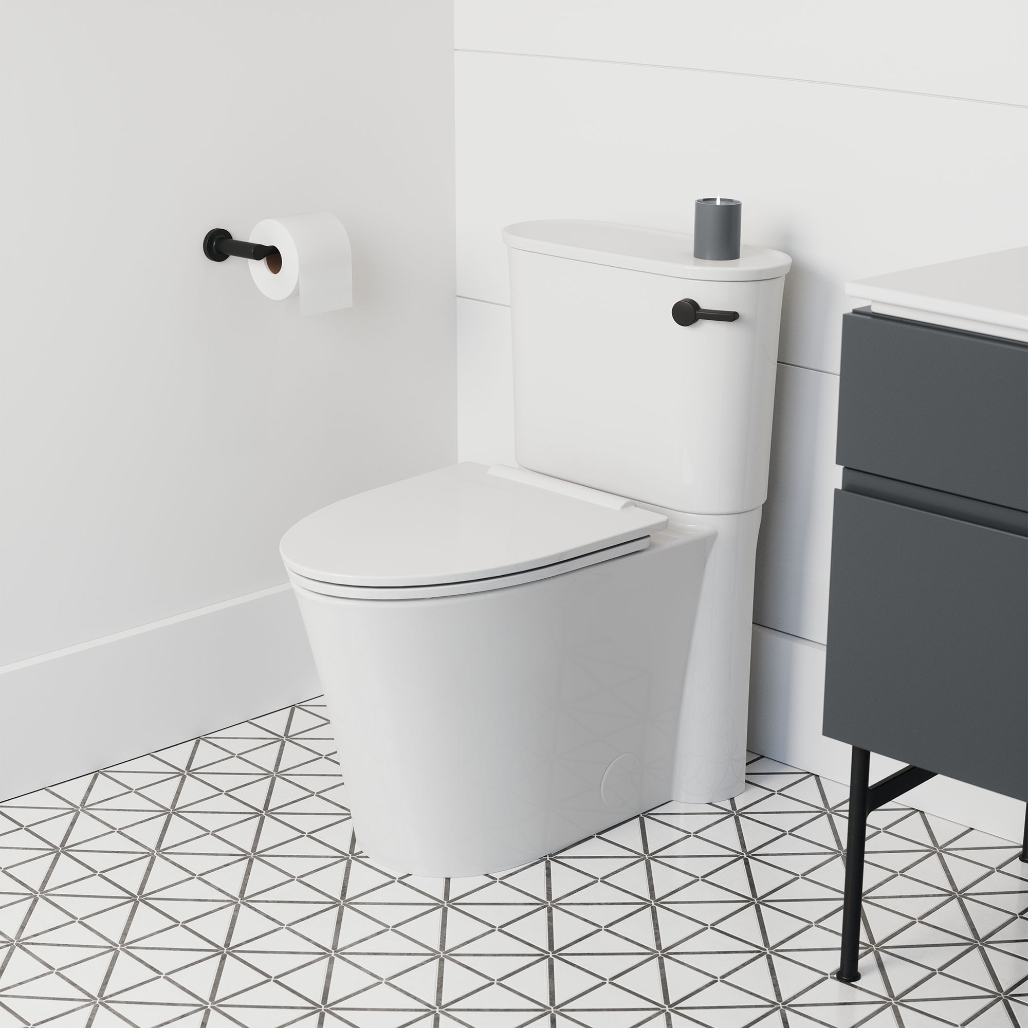 American Standard Studio S White Elongated Chair height Soft Close 2-piece Toilet 12-in Rough-In WaterSense 1.28 GPF #226AA105.020
