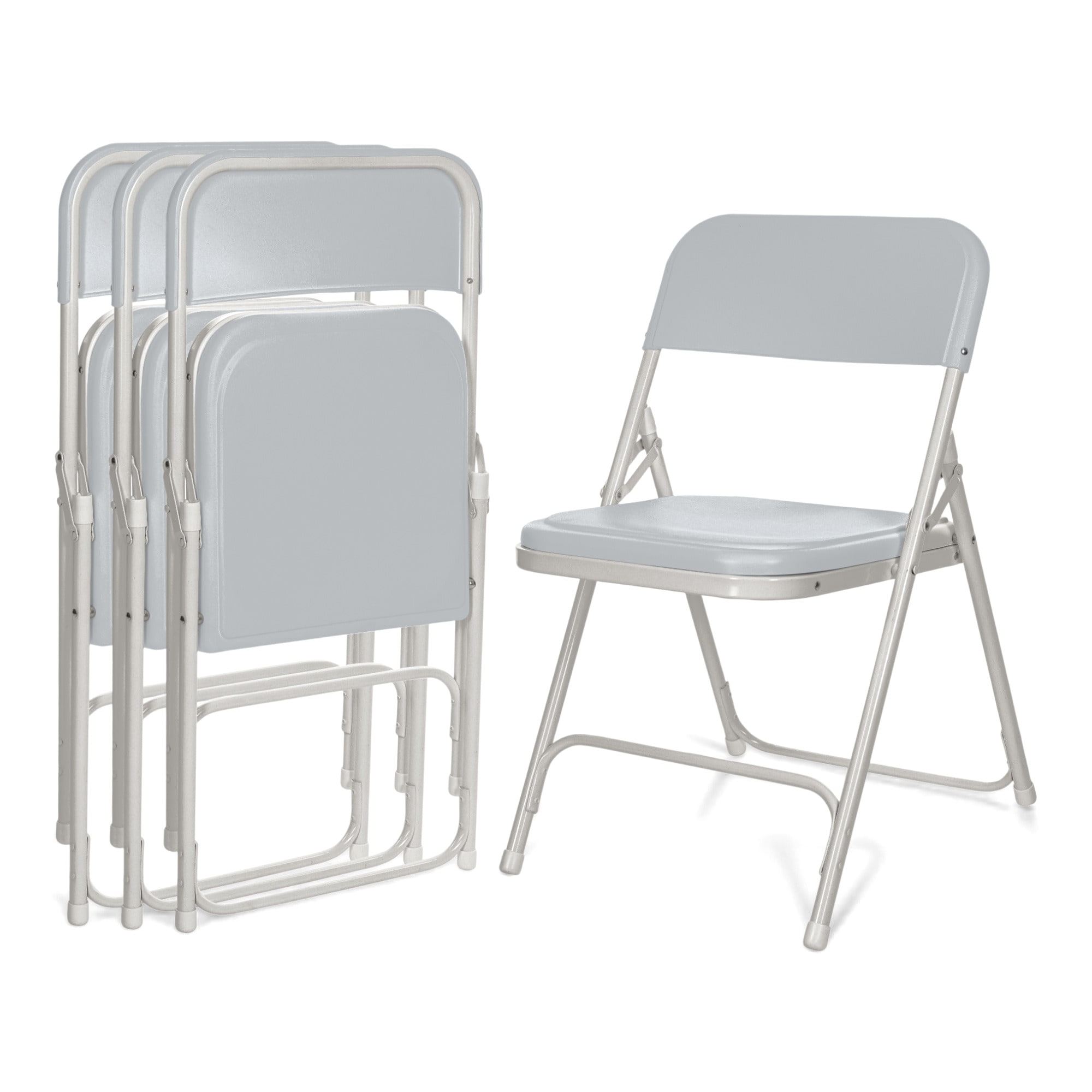Hampden Furnishings - 4 -Pack Gray Indoor/Outdoor Standard Folding Chair 500-lb Weight Cap