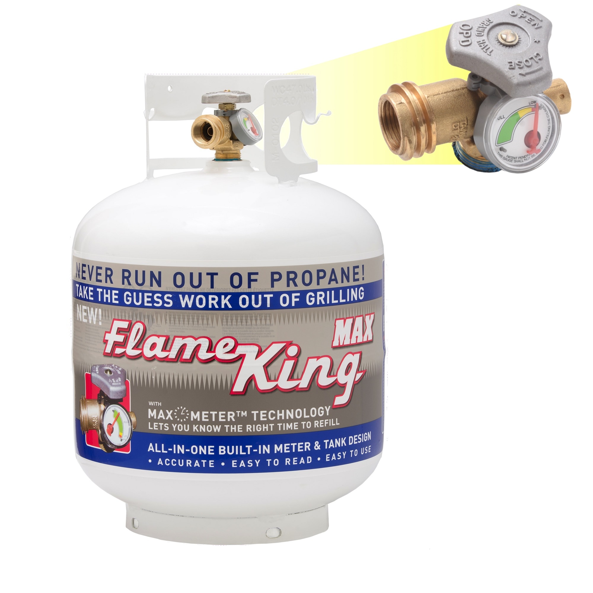 Flame King YSN230 20LB Empty LP Cylinder, OPD Valve Built-in Gauge Steel Empty Propane tank