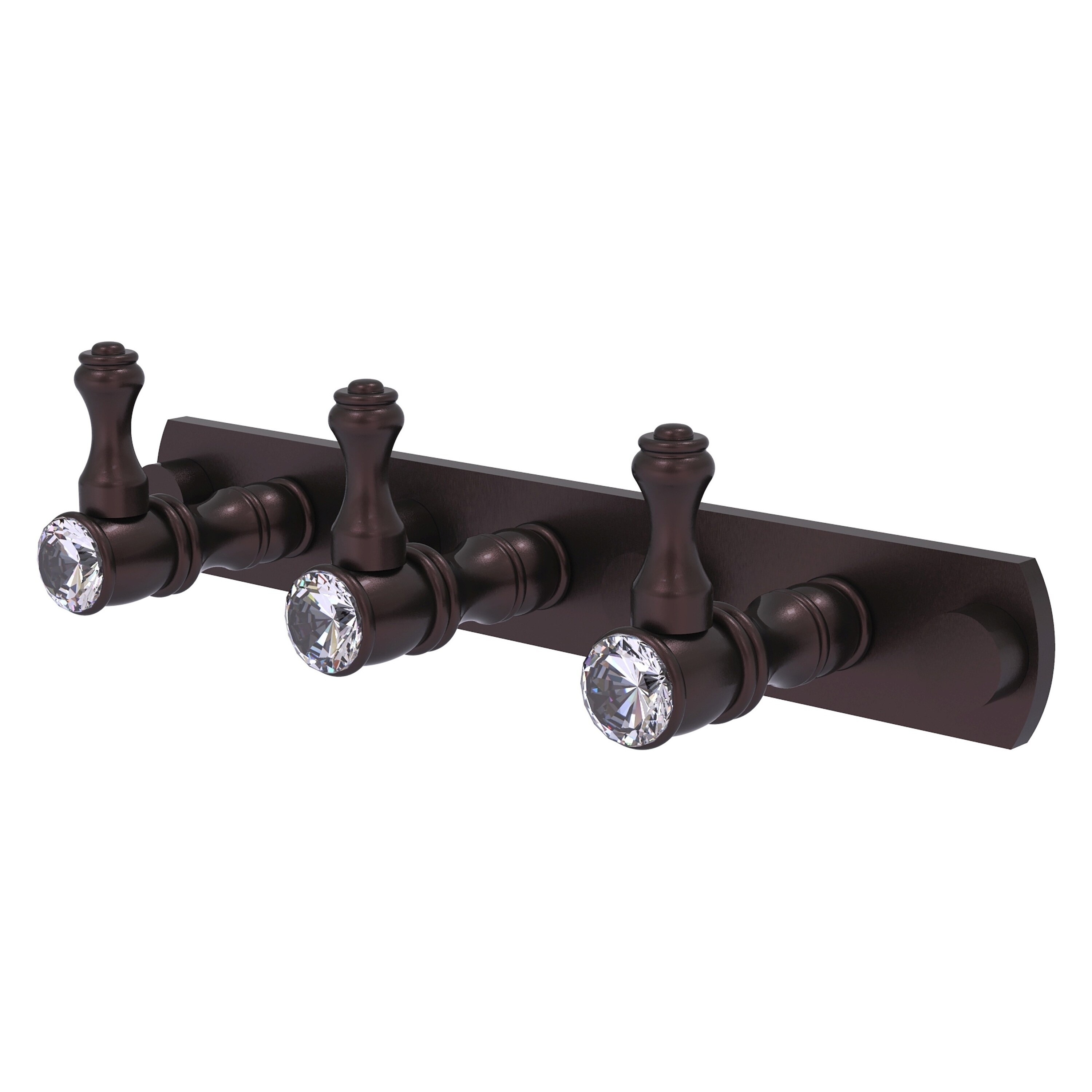 Allied Brass CC-20-3-ABZ Carolina Crystal Antique Bronze Triple -Hook Wall mount Towel Hook