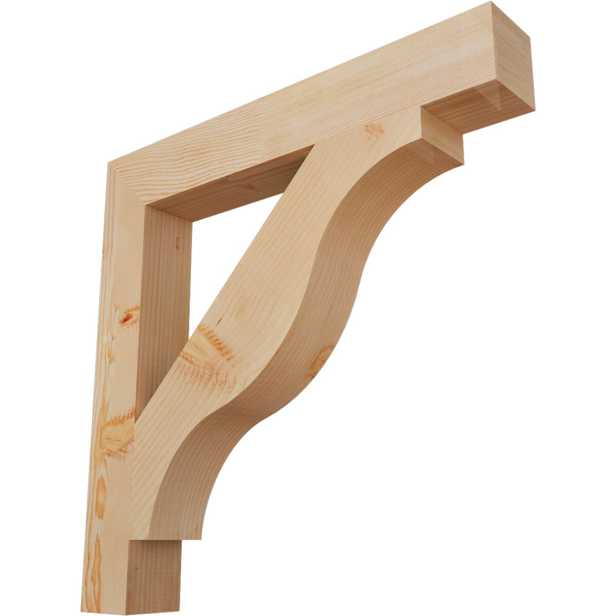 Ekena Millwork BKT04X28X28FST05SDF Funston Block Smooth 3-1/2-in x 28-in x 28-in Douglas fir Brown Wood Standard bracket