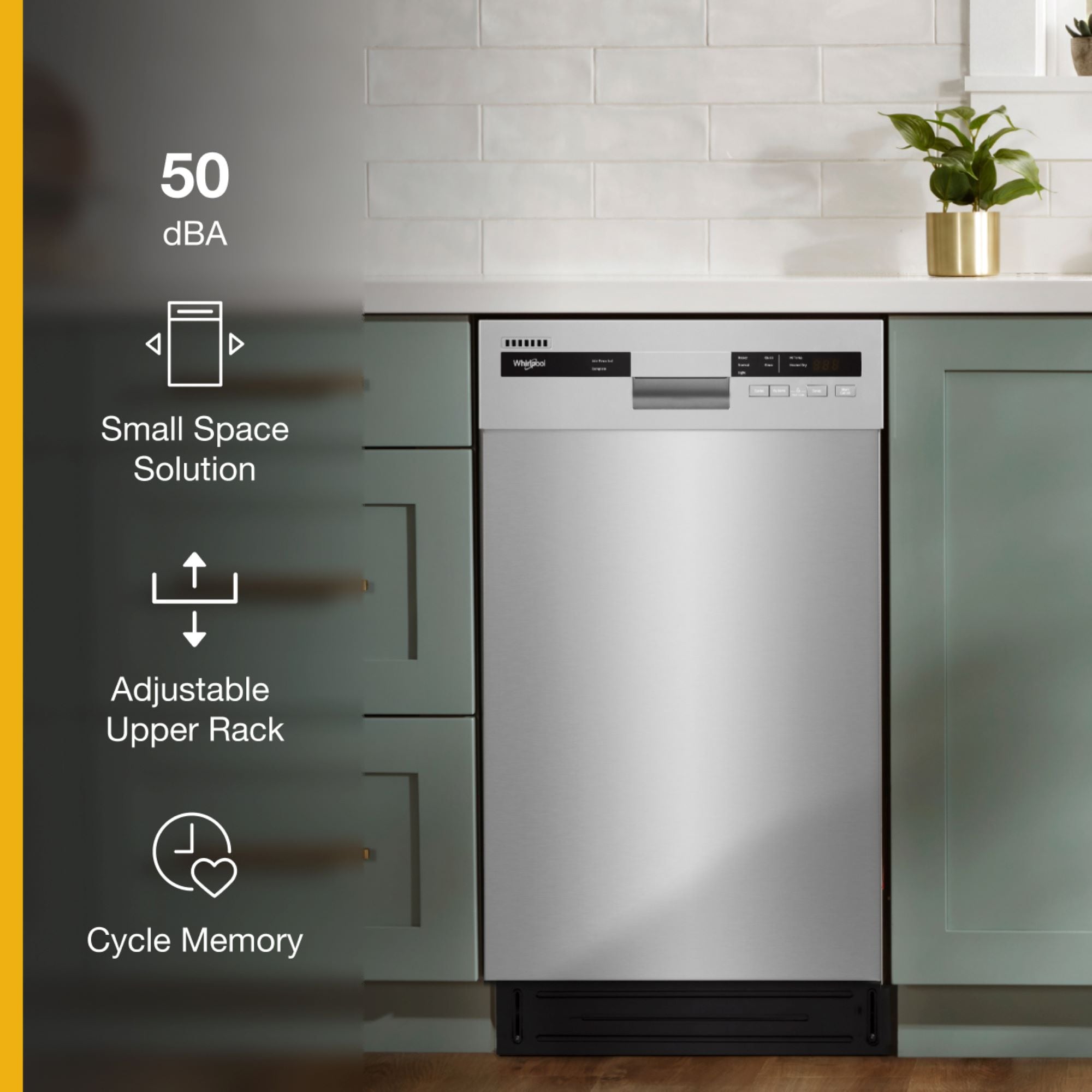 Whirlpool Front Control 18-in Built-In Dishwasher (Monochromatic 
