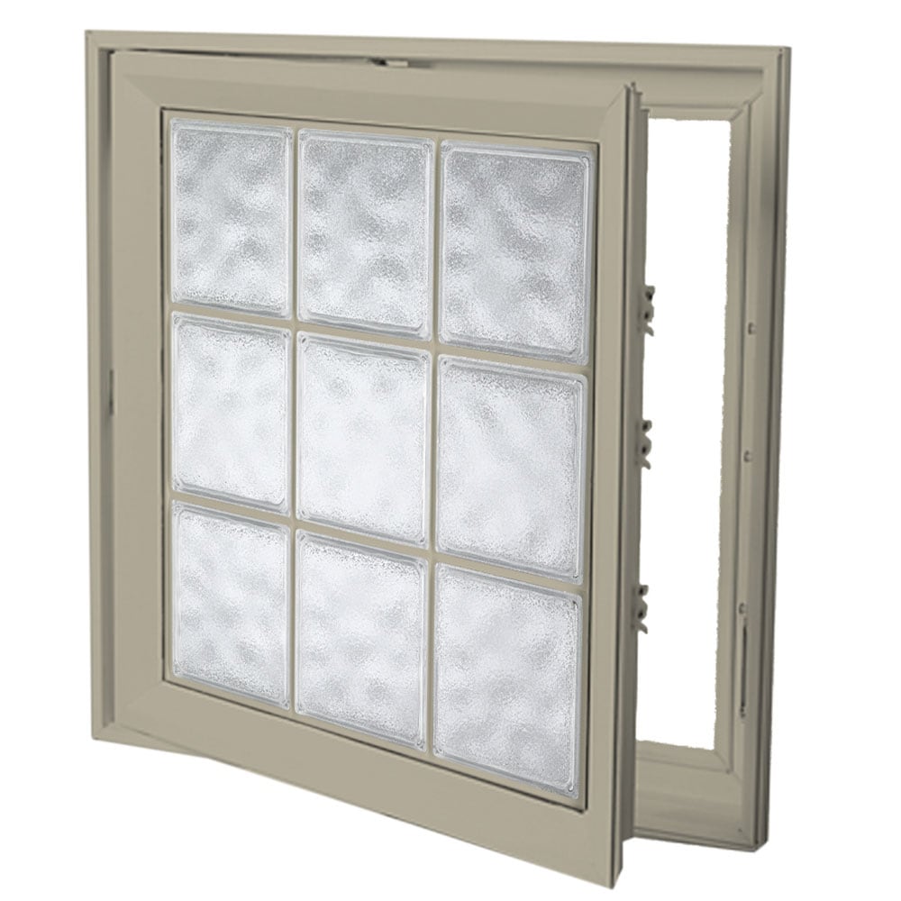 Hy-Lite 8CSUS2153TNGLH Frosted 21-1/2-in x 53-1/2-in x Tan Left-Handed Vinyl Casement Window Tempered Glass with Grids ( Full Screen Included )