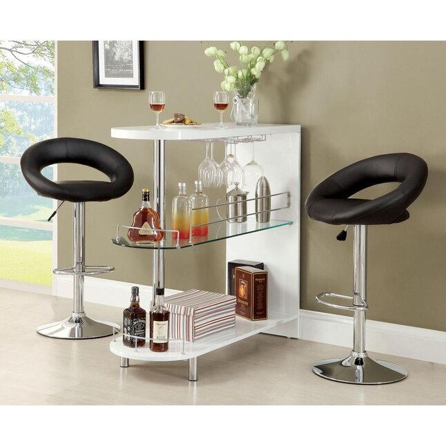 Furniture of America Numbi 42-in x 41-in White Oval Mini Bar Bar Furniture of America Numbi 42-in x 41-in White Oval Mini Bar Bar