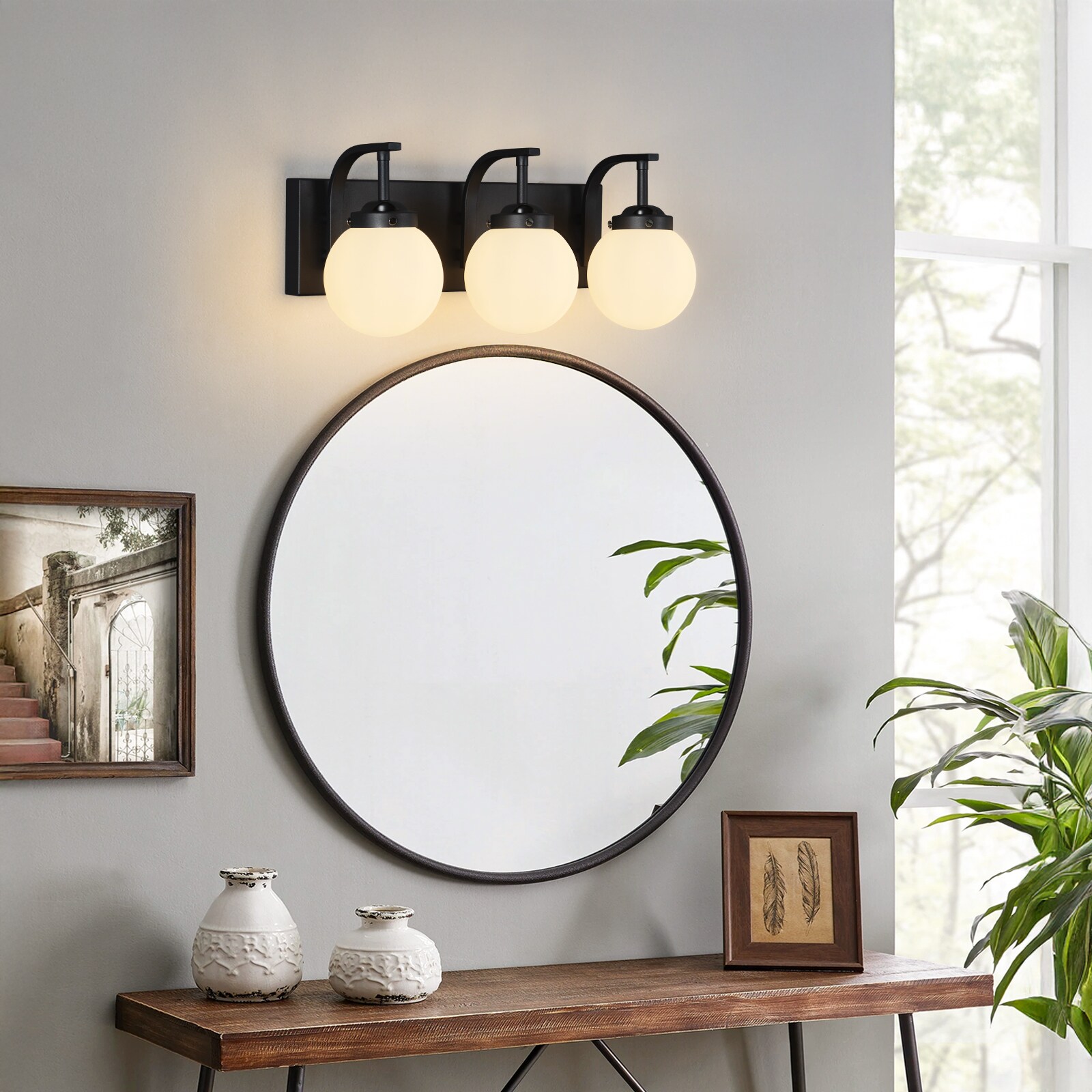 ZHLLMQ Modern 3 Light Glass Globe Vanity Wall Lamp Multi Spot