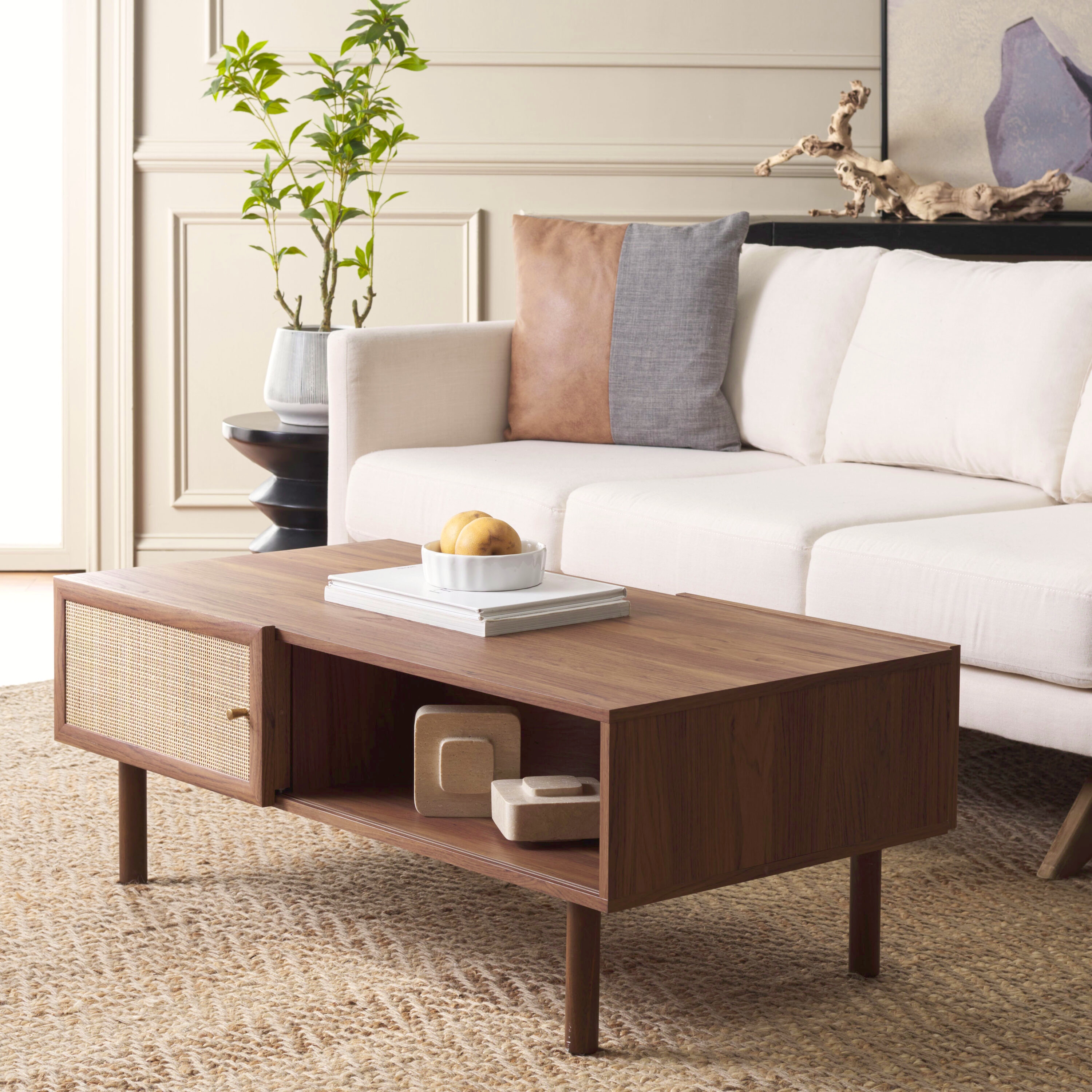 Safavieh COF9601A Modern Wood Paper Laminated 43-in W x 16.34-in H Coffee Table