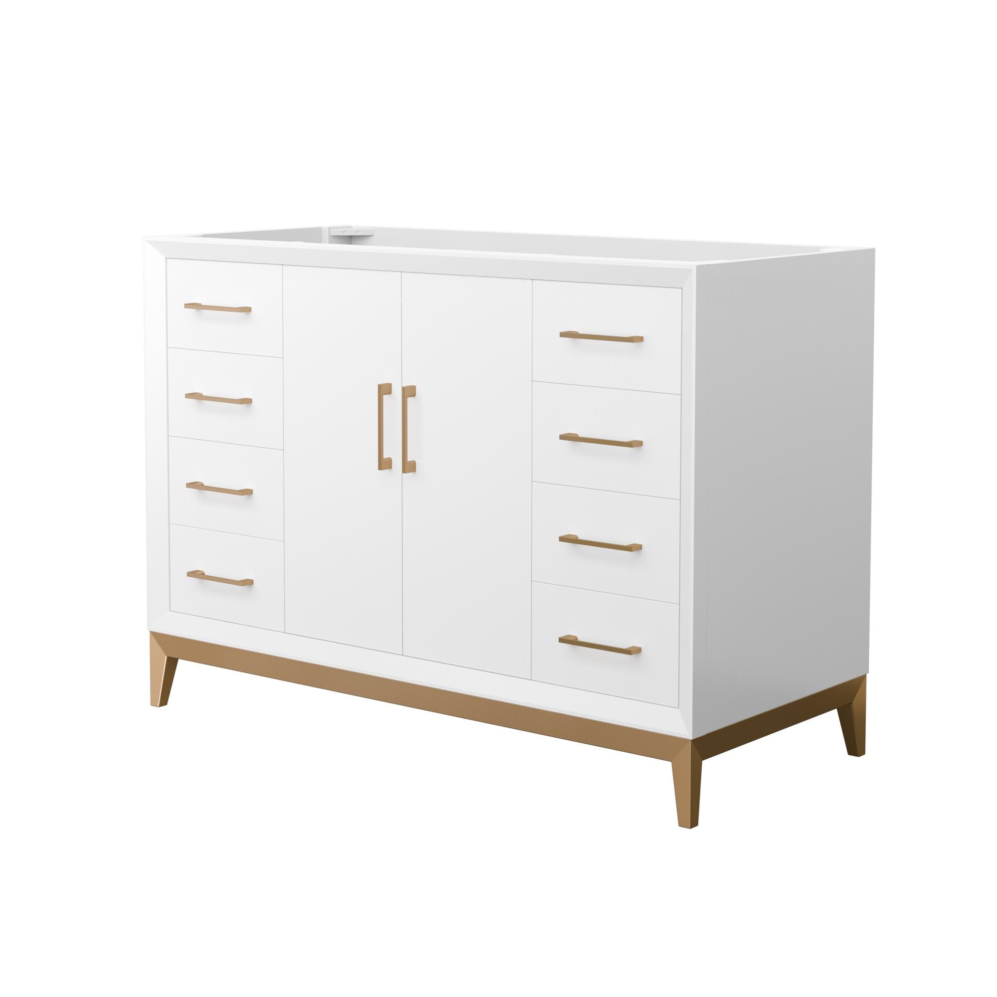 Amici 48" White Freestanding Vanity with Satin Bronze Trim