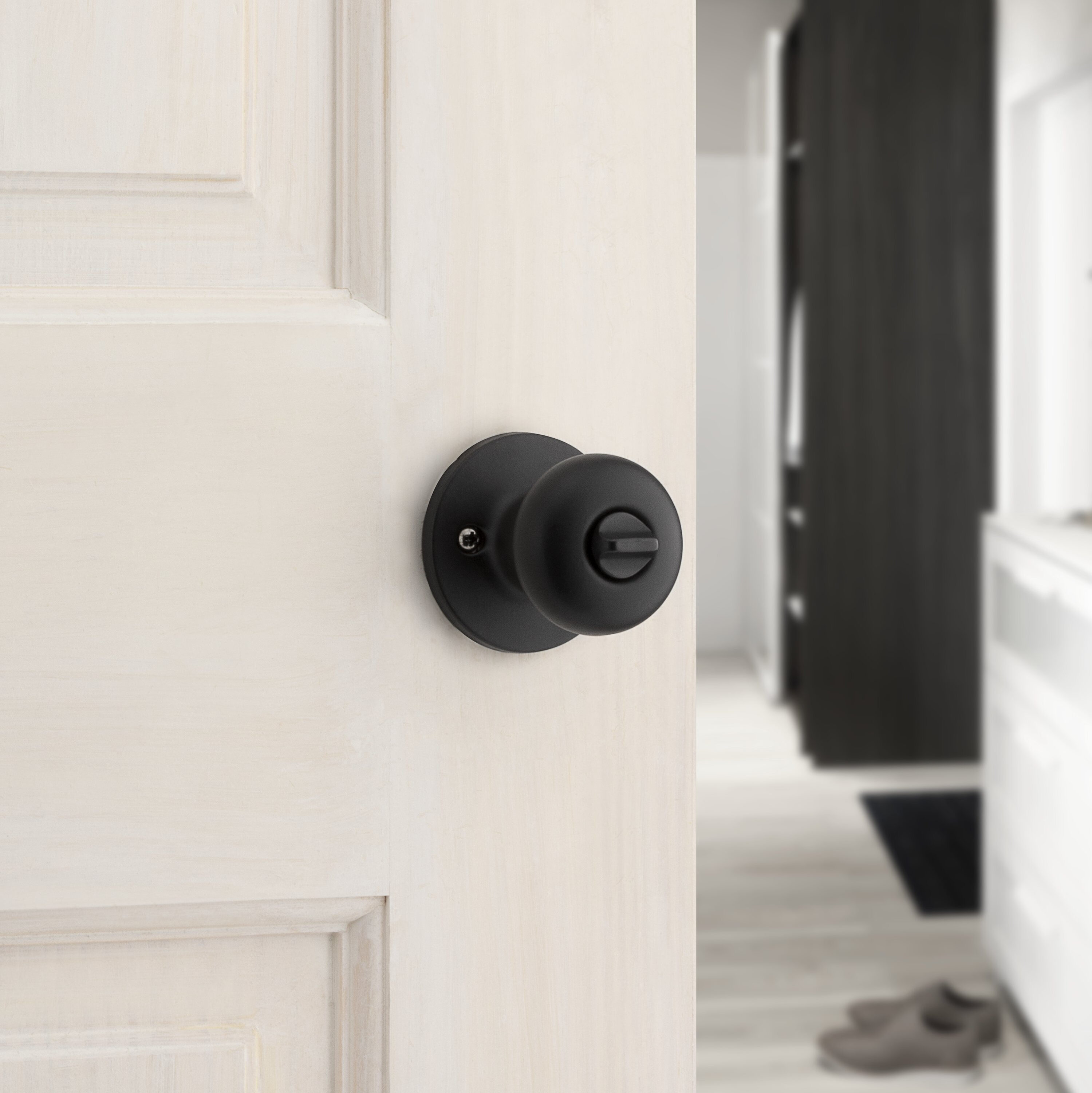 RELIABILT Dallas Matte Black Interior Bed/Bath Privacy Door Handle