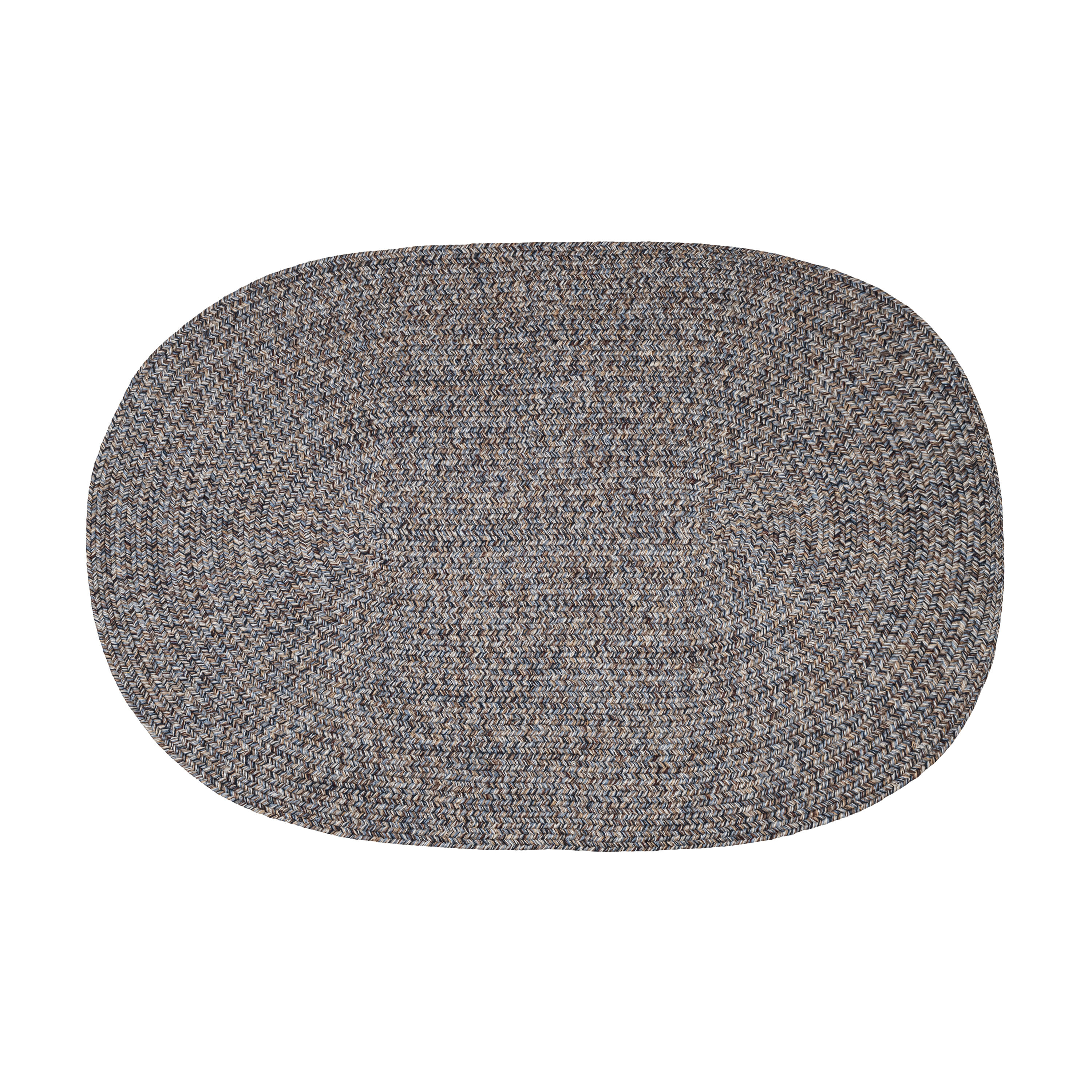 Rhody Rug SA98R096X132 8 x 11 (ft) Braided Polypropylene Denim Oval Indoor/Outdoor Geometric Area rug