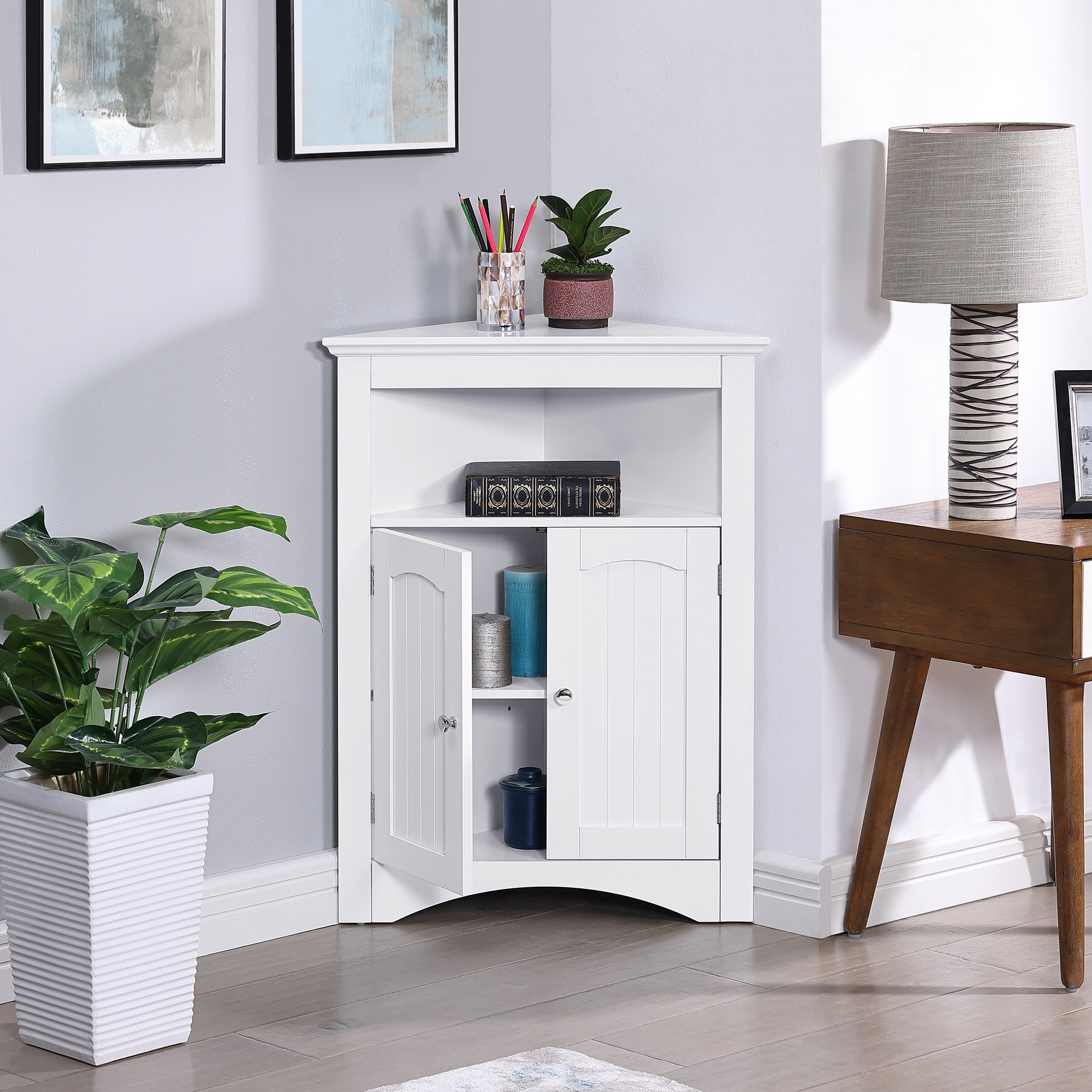 Blisstyle 24-in W x 32.3-in H MDF White Freestanding Utility Storage Cabinet