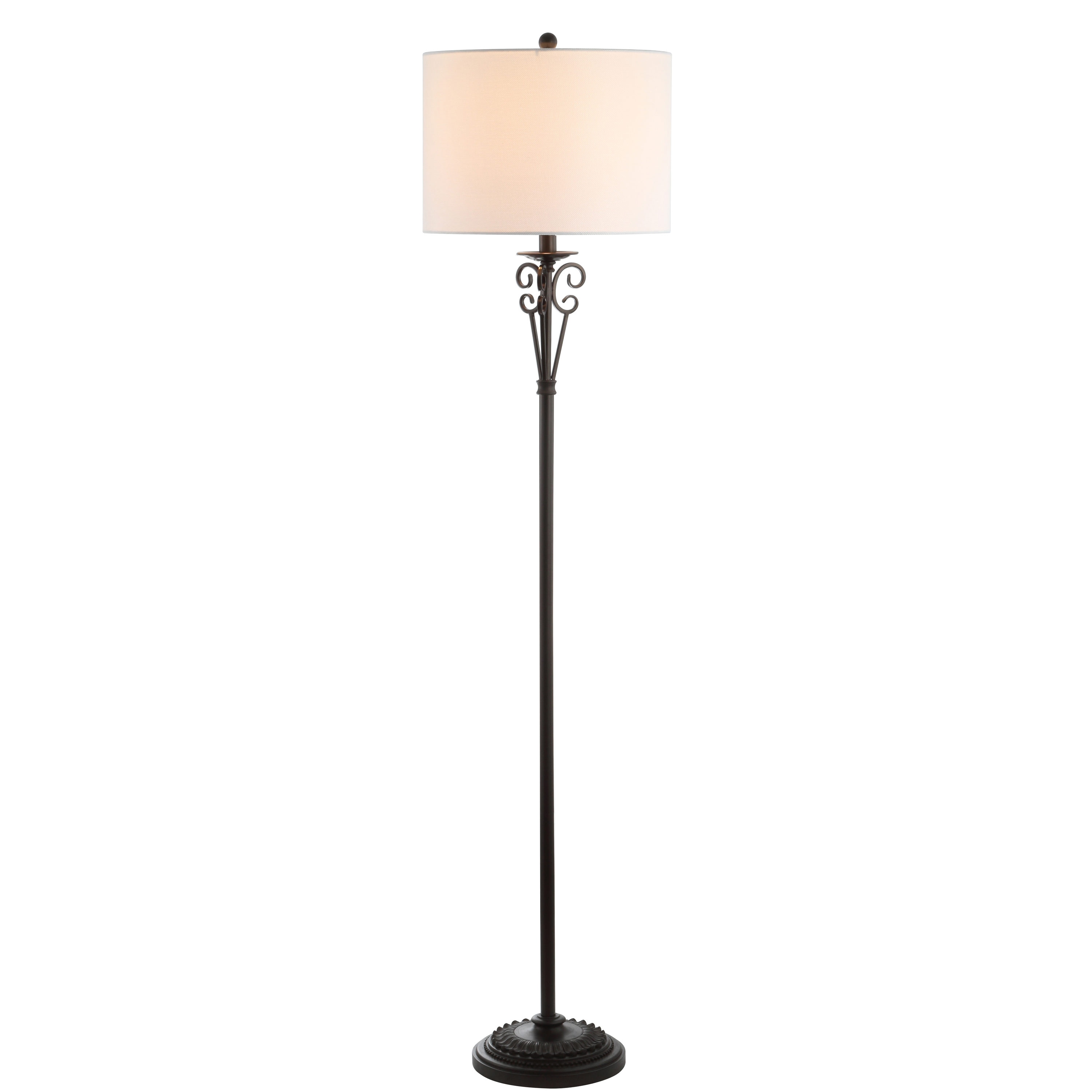 Elegant Antique Brass Floor Lamp with Off-White Shade and 3-Way Switch