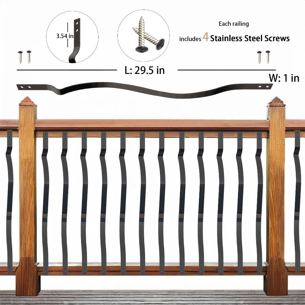 Etokfoks 60 Pack 29.5 Inch Heavy Duty Metal Deck Balusters with Screws ...