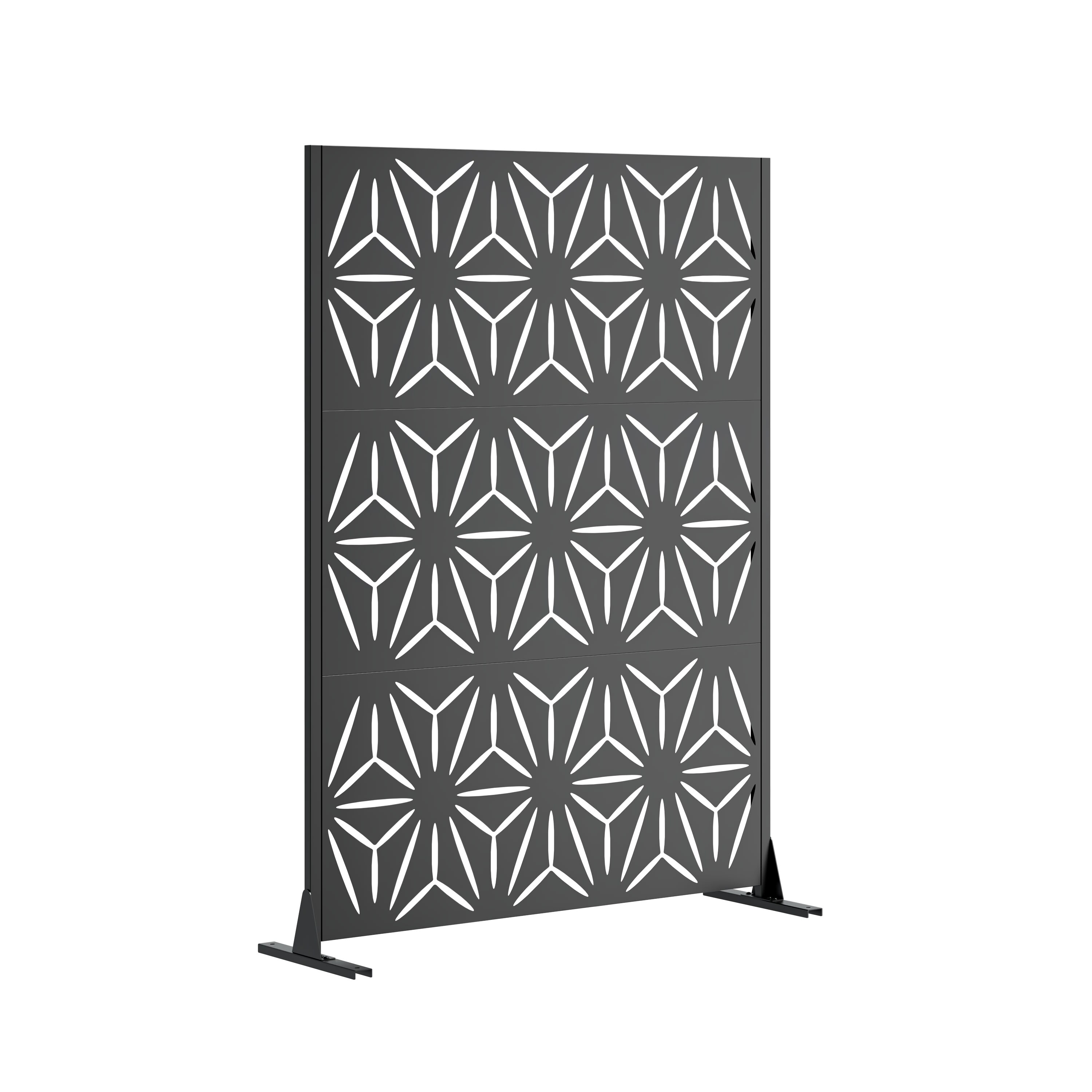 MAYEERTY Freestanding Decorative Metal Outdoor Privacy Screen Portable ...