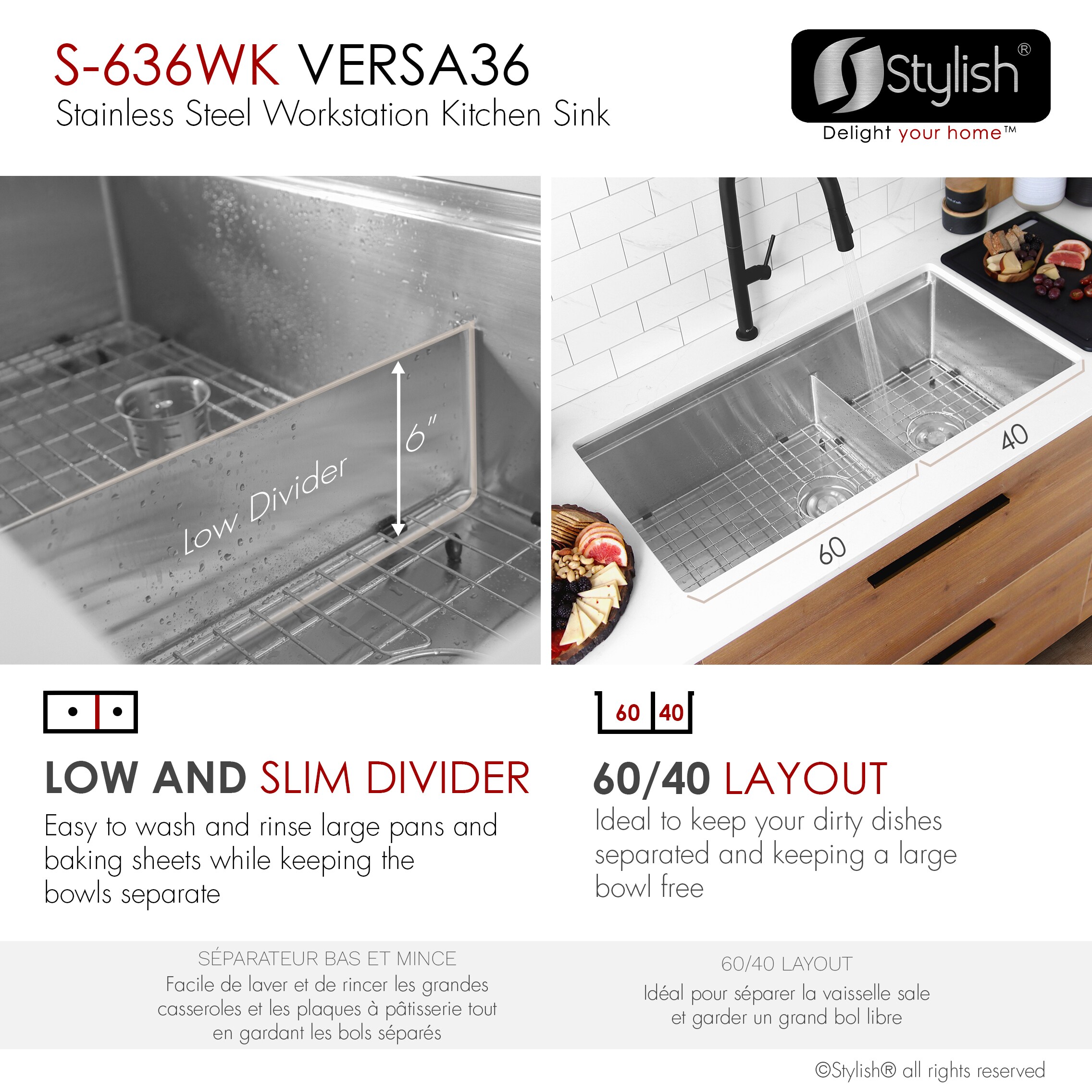 Stylish S-636WK Kitchen-Sinks - View #9