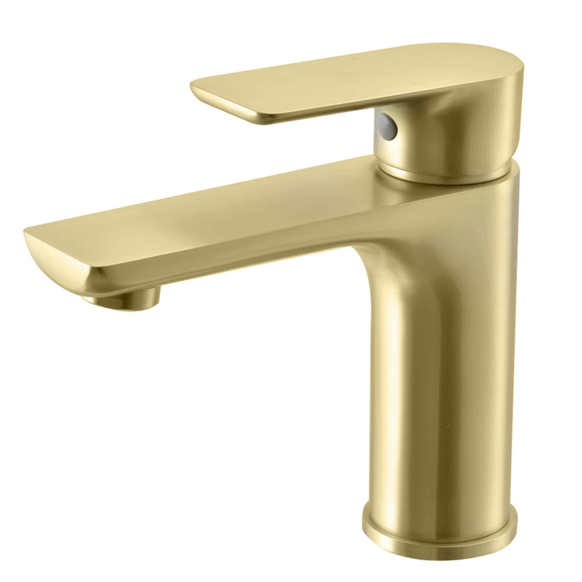 Vanityfus Single Handle Faucet Bathroom Faucet with Supply Lines-Brushed Gold