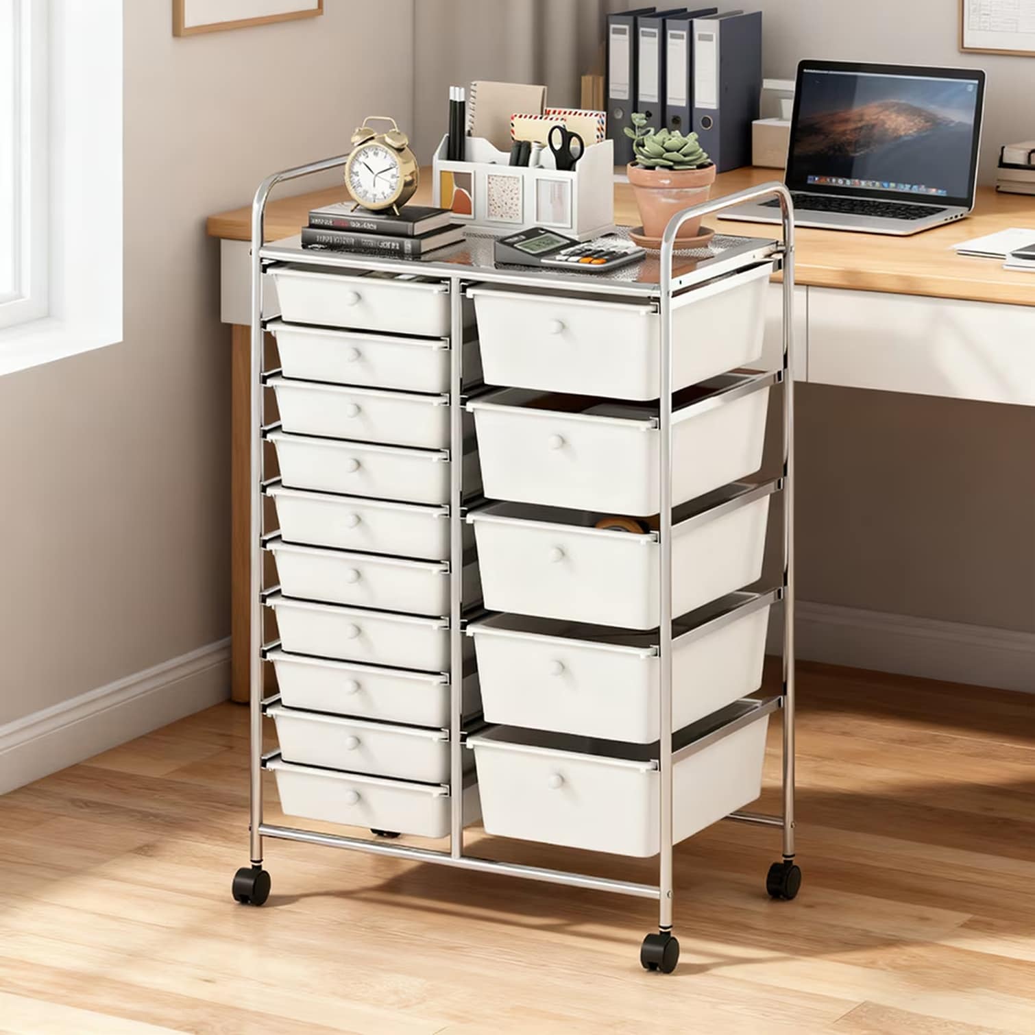 sunjurt File Cabinets and Storage - Rolling Storage Cart with 15 ...
