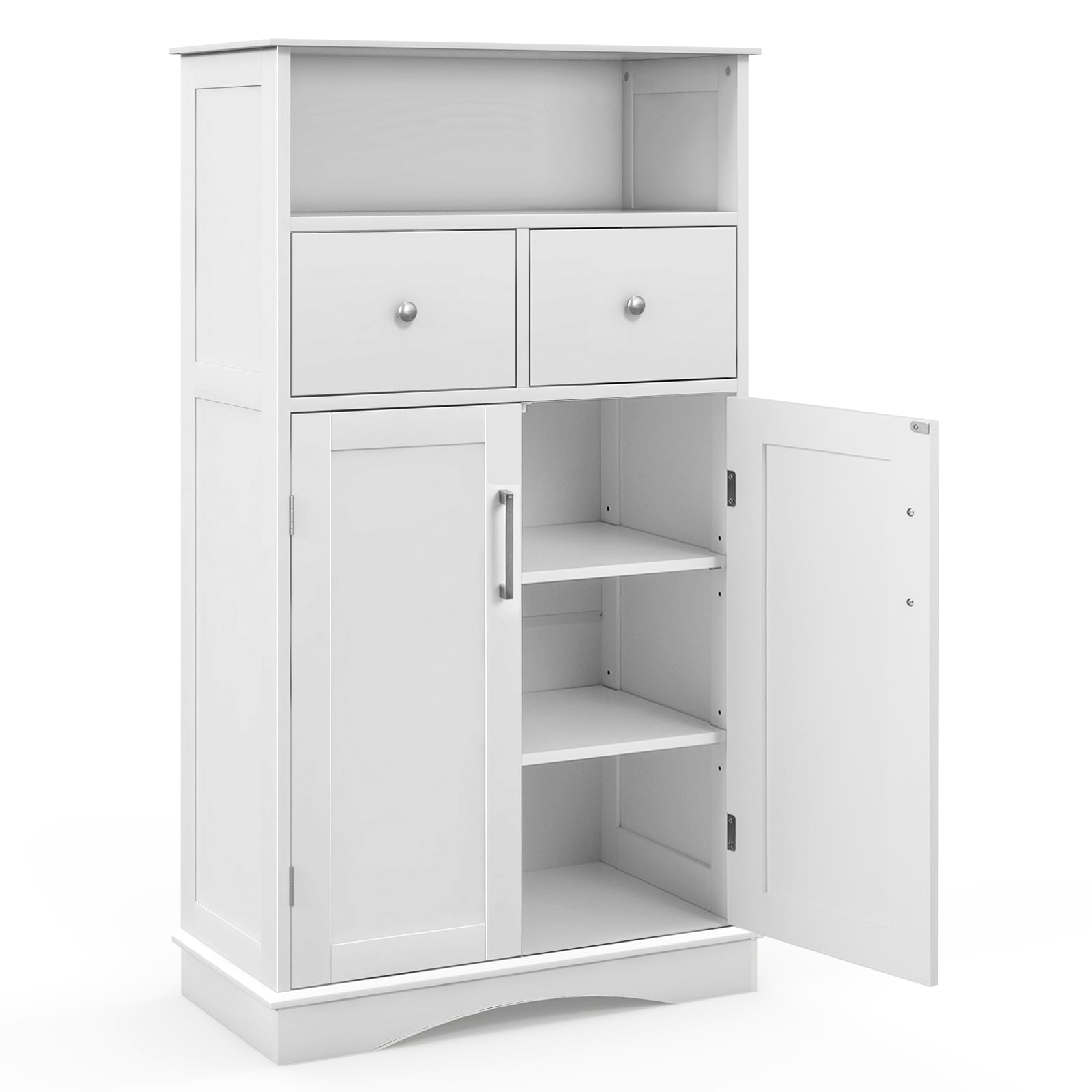 SUGIFT Freestanding Bathroom Storage Cabinet 2-Door 2-Drawer 3-Tier Adjustable Shelves 23.5-in x 12-in x 42.5-in Floor Cabinet