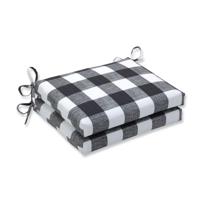 Pillow Perfect Anderson Matte 2 Piece Black Patio Chair Cushion In The Furniture Cushions Department At Com - Black And White Check Patio Chairs With Cushions