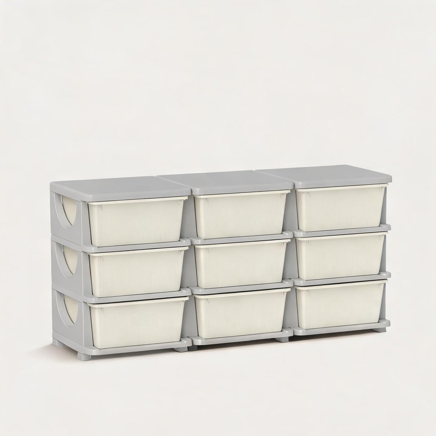 sunjurt Kids 9-Drawer Storage Dresser in Clean White Polypropylene Freestanding Organizer
