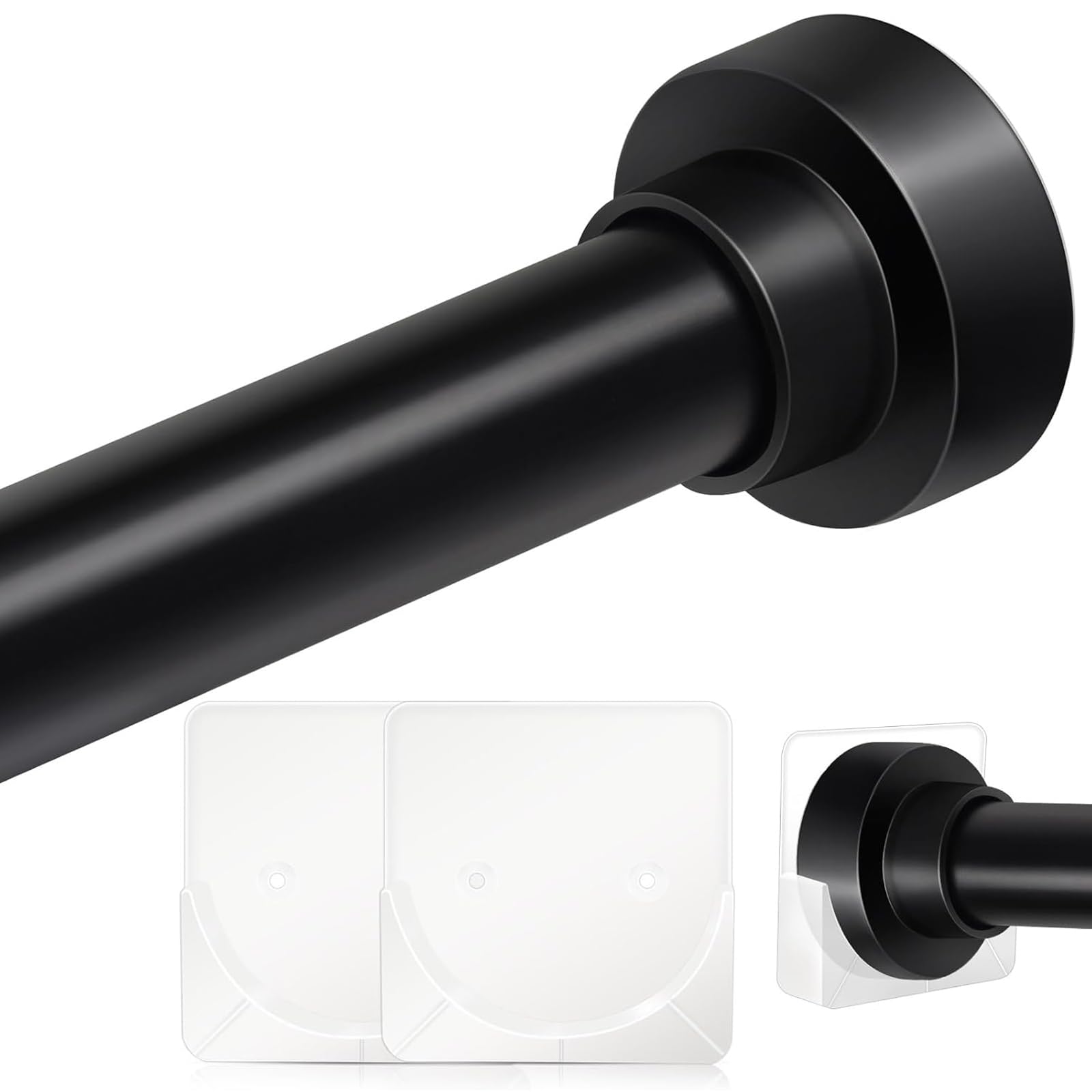 TNSO Matte Black XL 34 to 120 Inches Adjustable Stainless Steel Spring Tension Rod No Drilling Non Slip Rust Proof Versatile Use