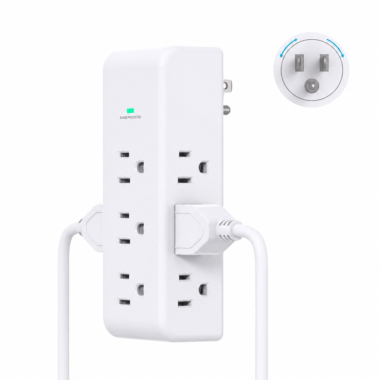 Phewnyzo Afoxsos Surge Protector Outlet Extender with 9 AC Outlets 3 Sided Wall Charger 1800 Joules Rotating Plug Power Strip Adapter for Home Office Dorm