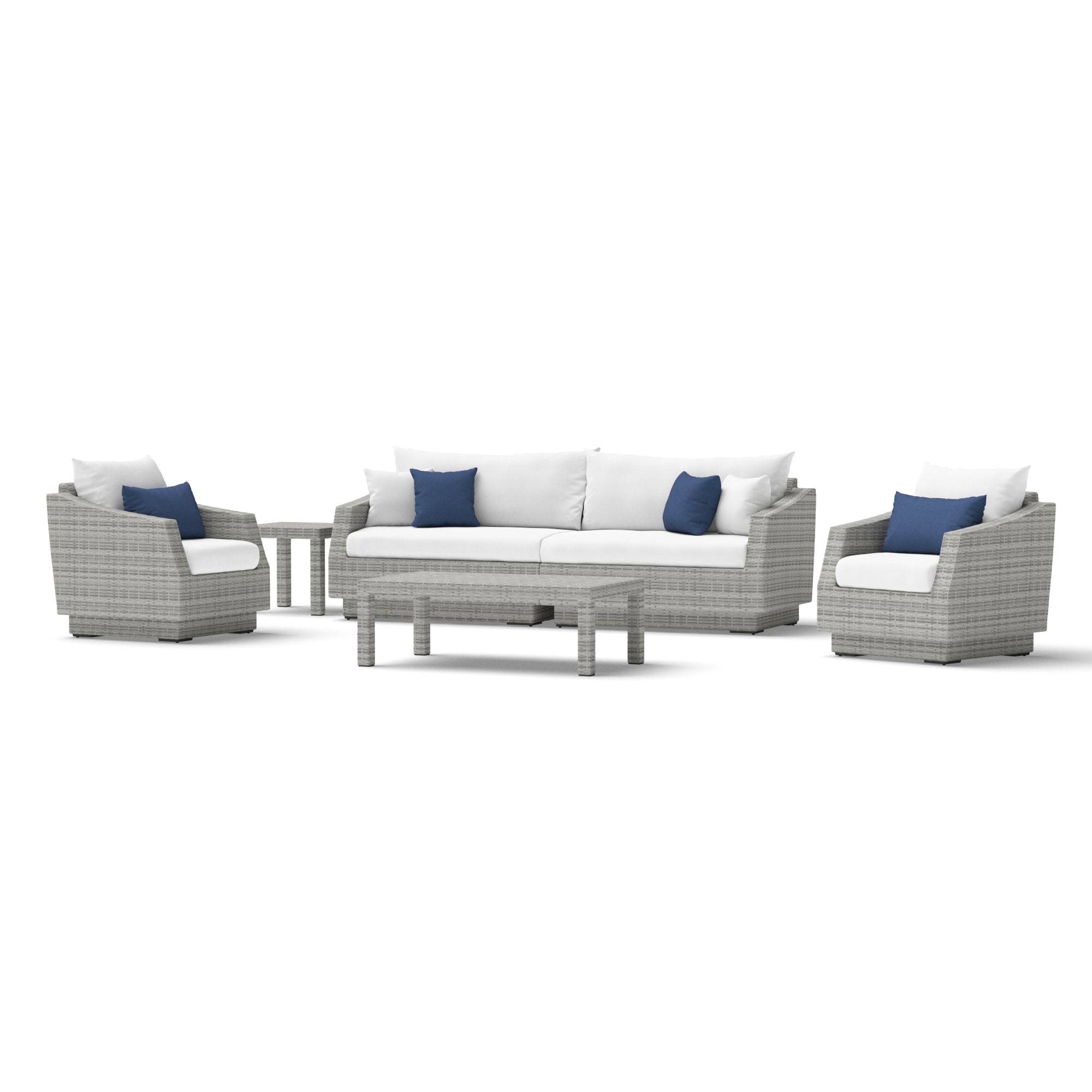RST Brands OP-PECLB6-CNS-BINK-K Cannes 6 -Piece Wicker Patio Sofa Conversation Set with Gray Sunbrella Cushions