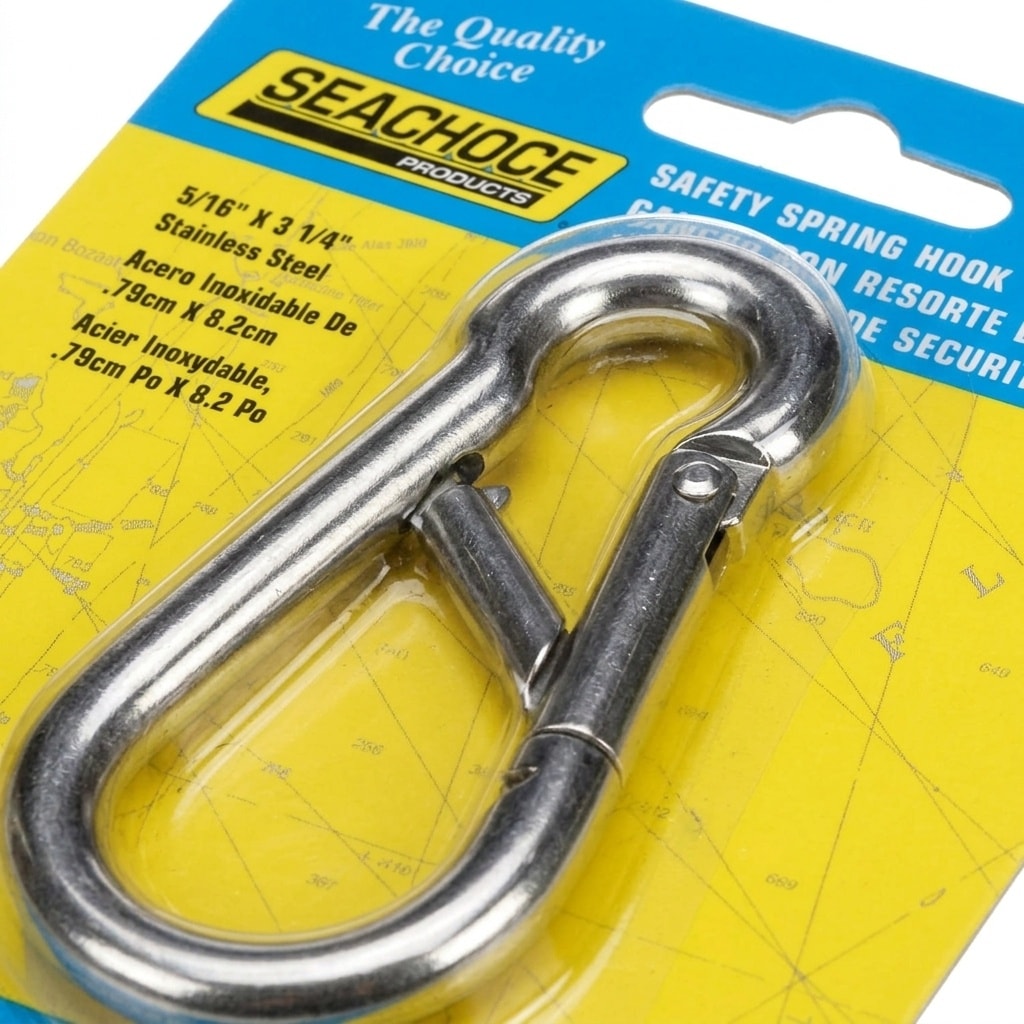 Seachoice  Stainless Steel 3 1/4 in. L X 5/16 in. W Safety Spring Hook 1 pk