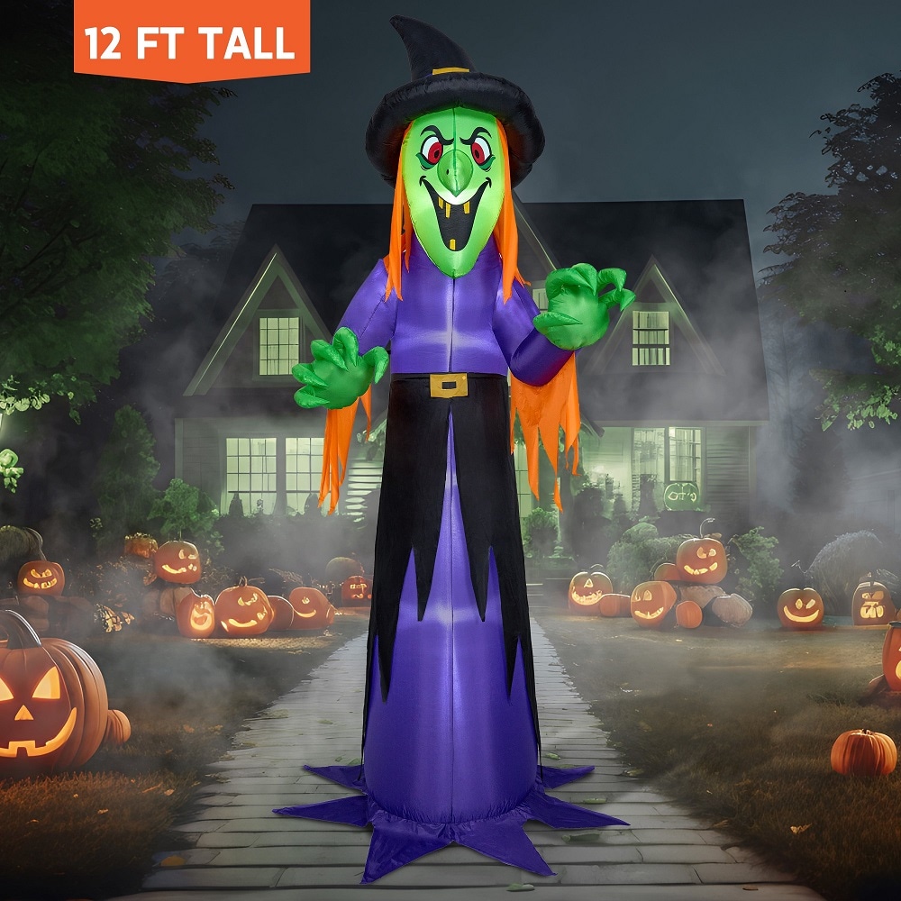 Joyfy 31778 12-ft Freestanding Lighted Witch Inflatable