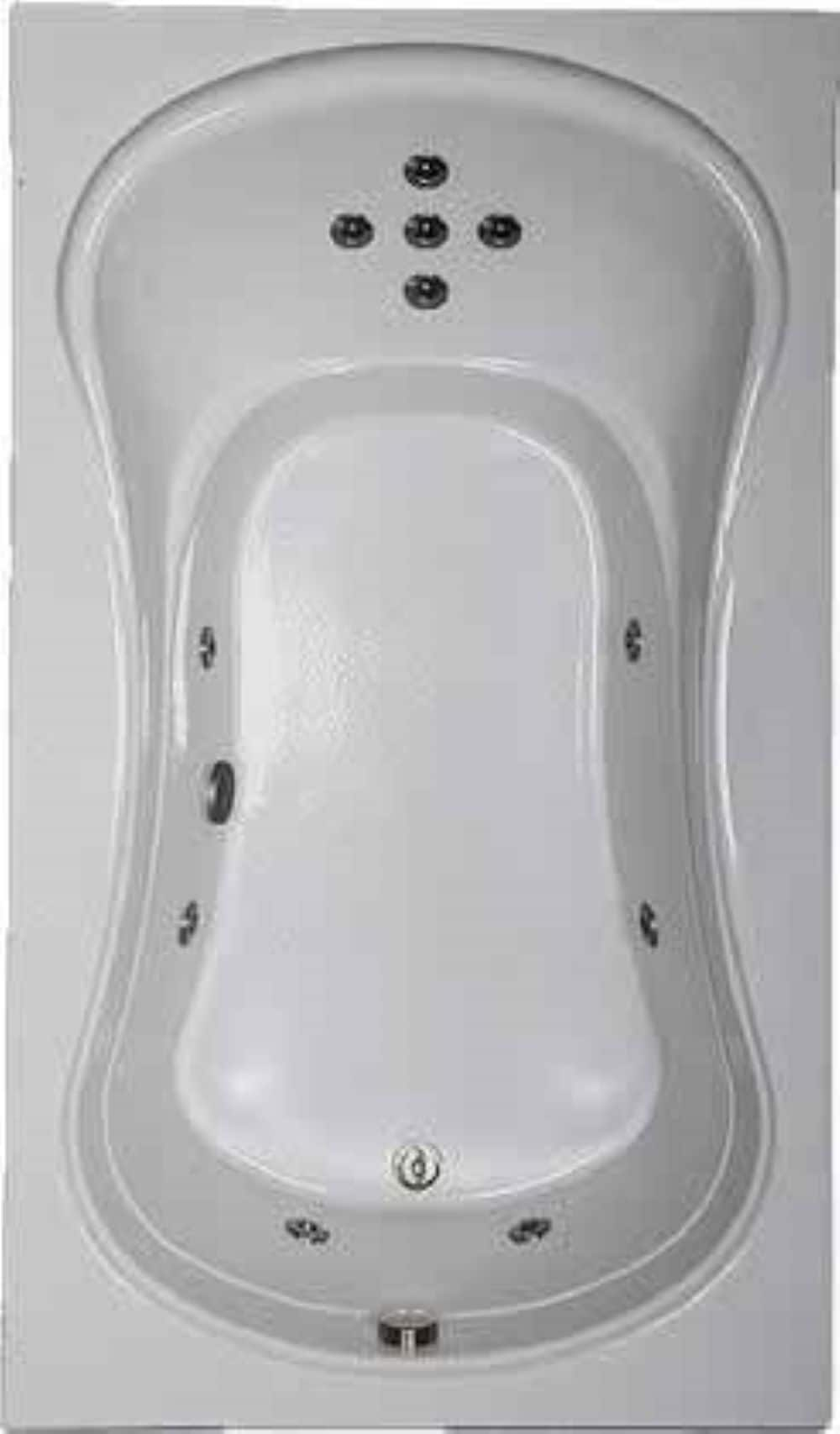 Malibu Home Venice Rectangle Massaging Air Jet Bathtub 72x 40x 22 in White - MHVN7240A01