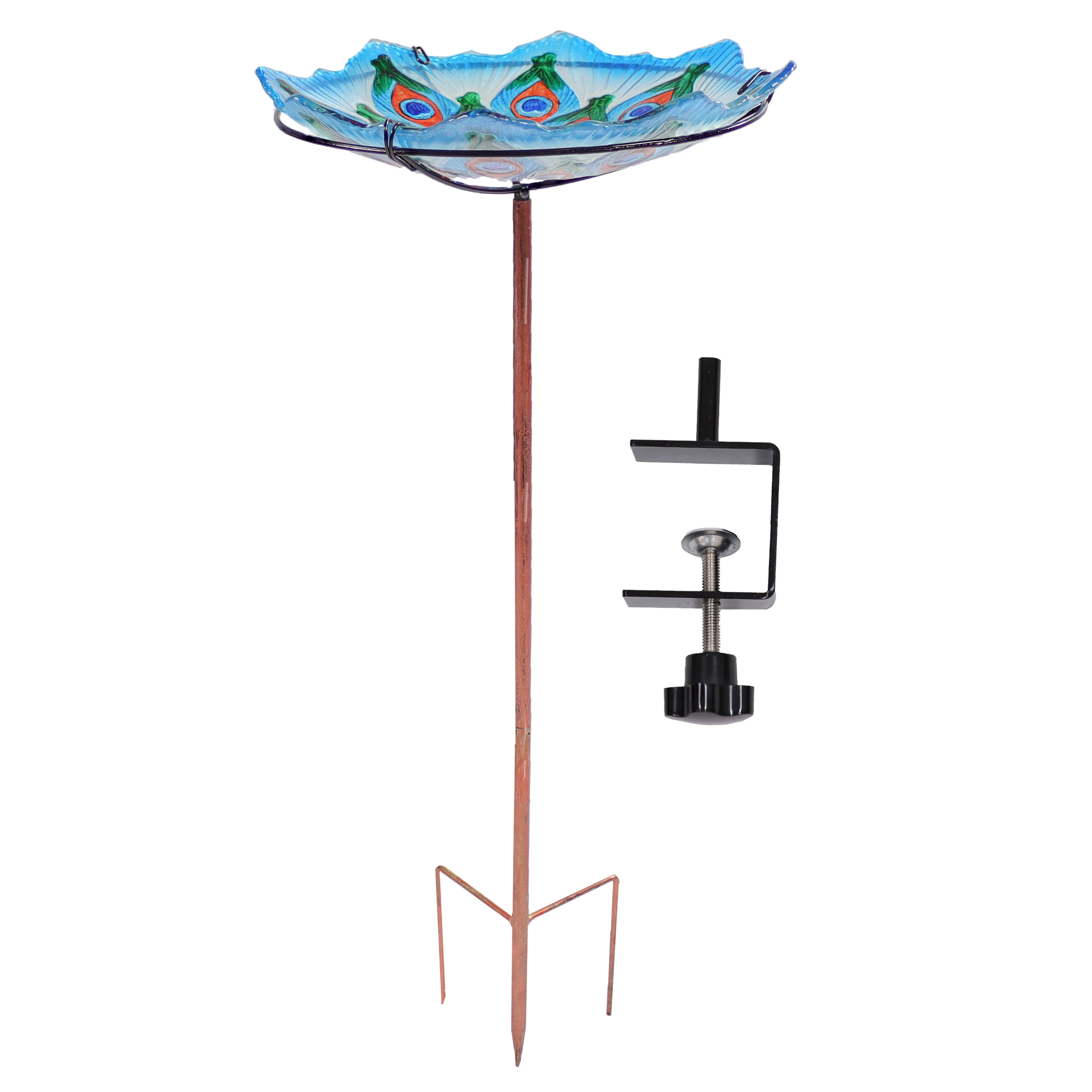 Sunnydaze Decor HB-134 25.25-Inches H Cyan Glass Complete birdbath