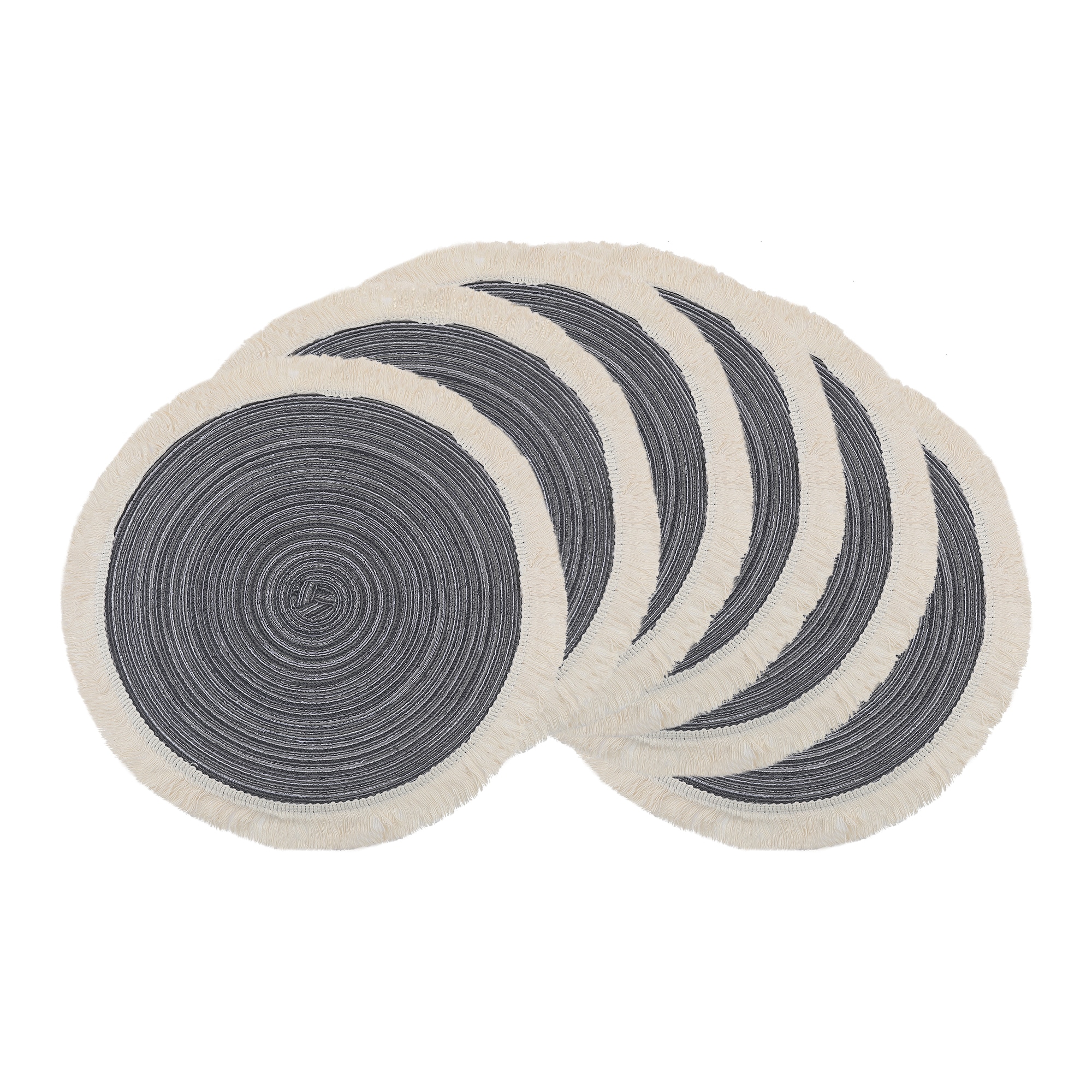 Unique Bargains Rustic Placemats 6pcs Round Rattan Placemats for Dining Table Decor Indoor Outdoor Kitchen Table Mat Wipe Clean 15x15in Dark Gray