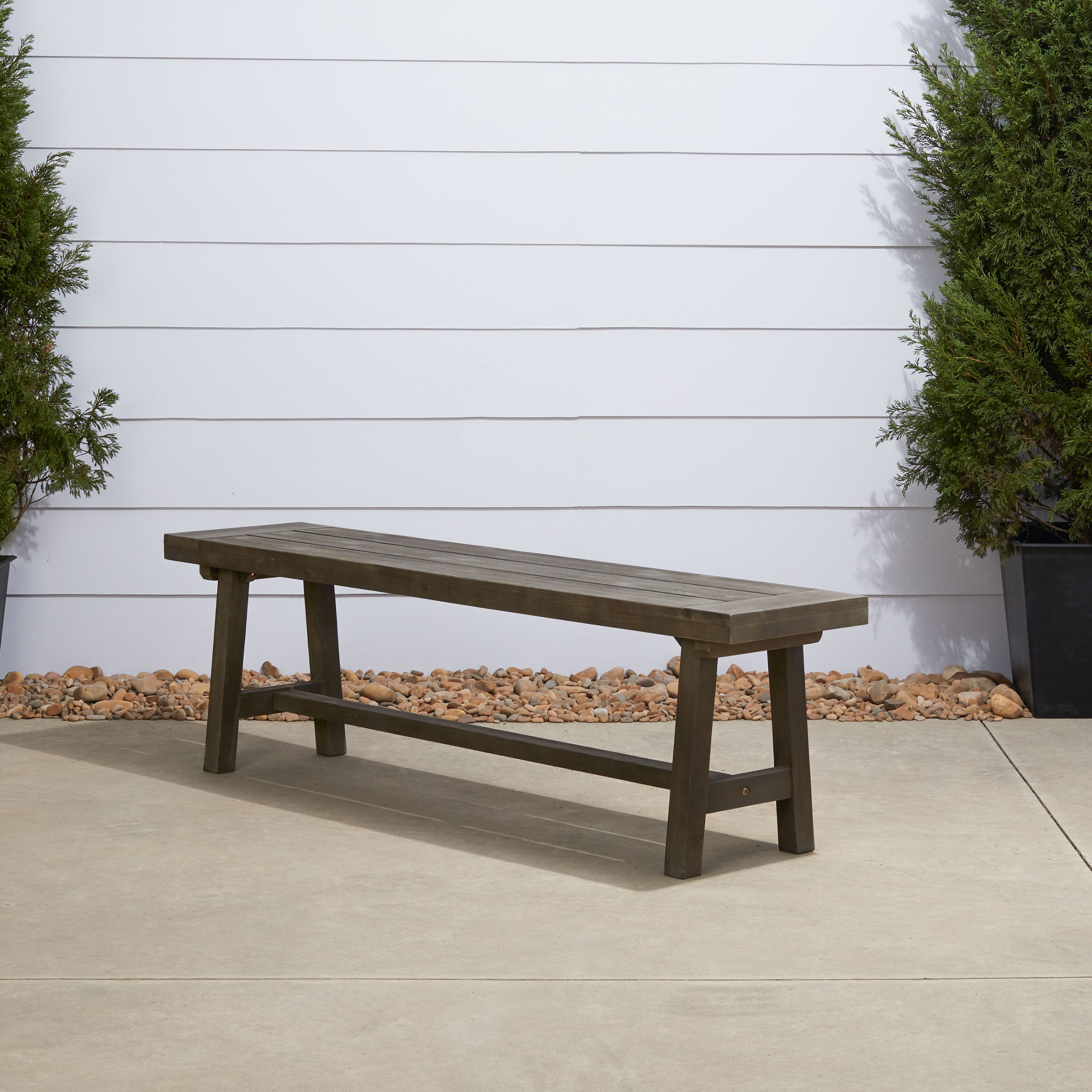 WELLFOR GIZ-VTV1820 59-Inches W x 18-Inches H Gray Acacia Garden Bench