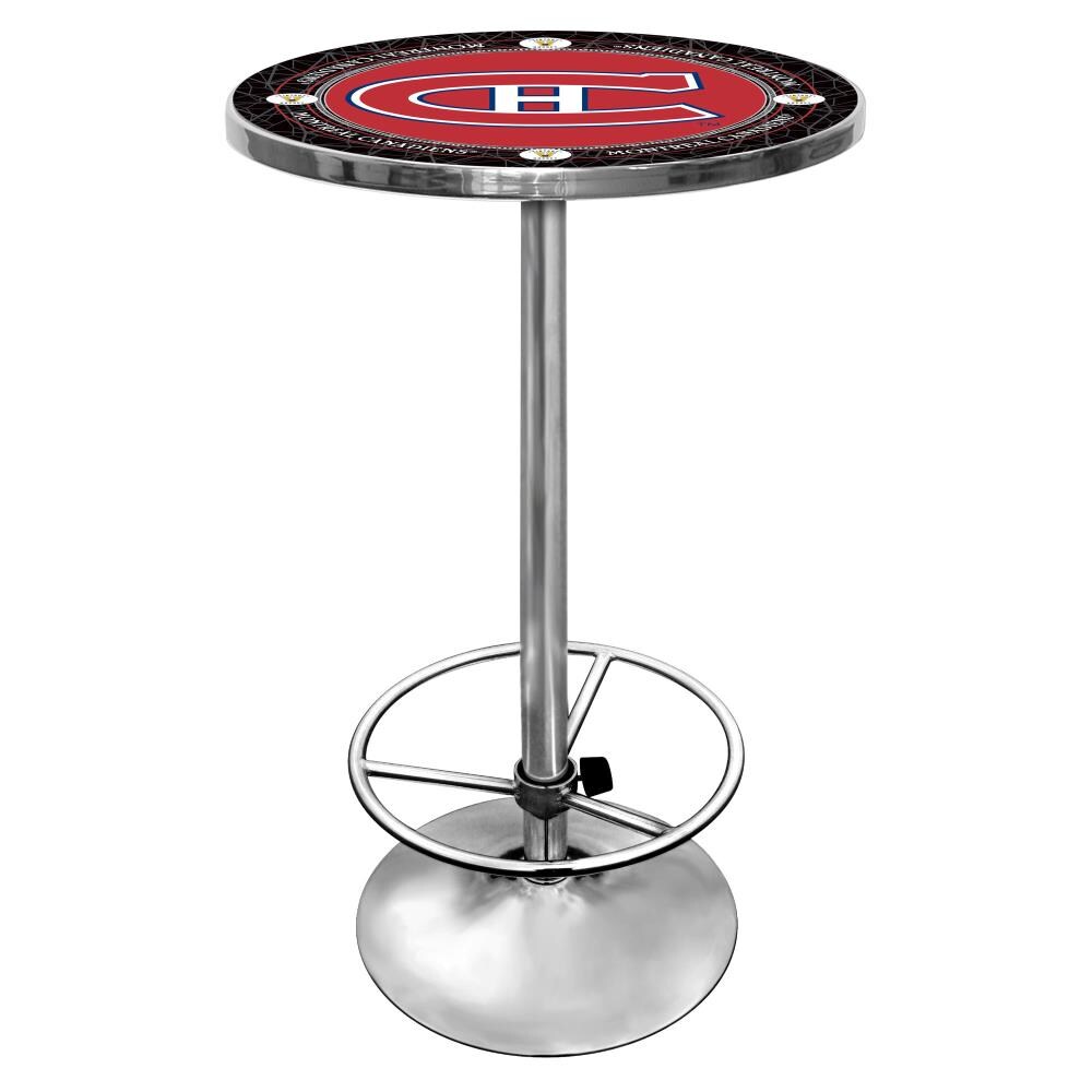 Trademark Gameroom NHL2000-MCV Montreal Canadiens Pub Tables Red Round Traditional Bar Table, Composite with Metal Pedestal Base 27.375-in L x 42-in H