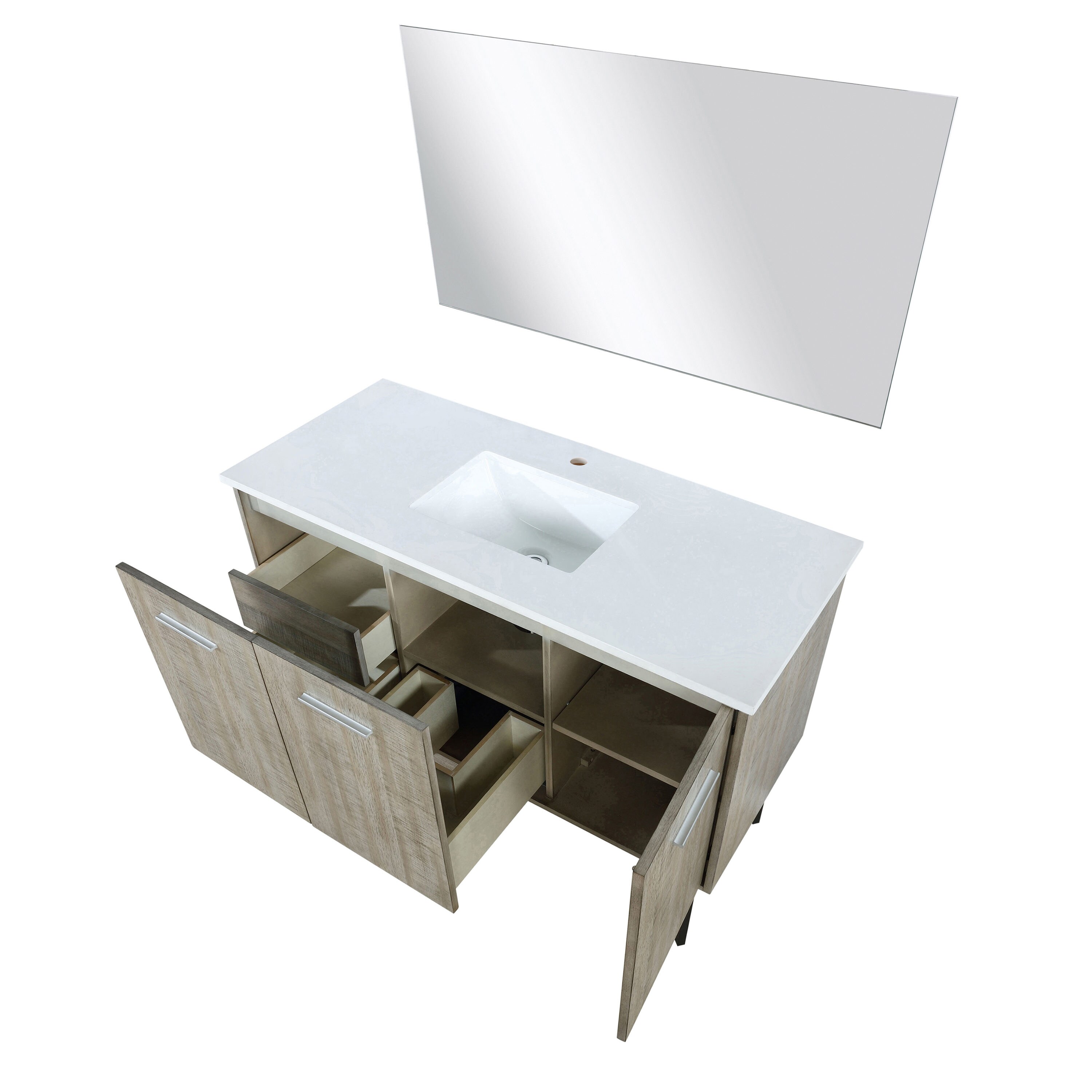 Lancy 48" Rustic Acacia Wood Bathroom Vanity with White Quartz Top