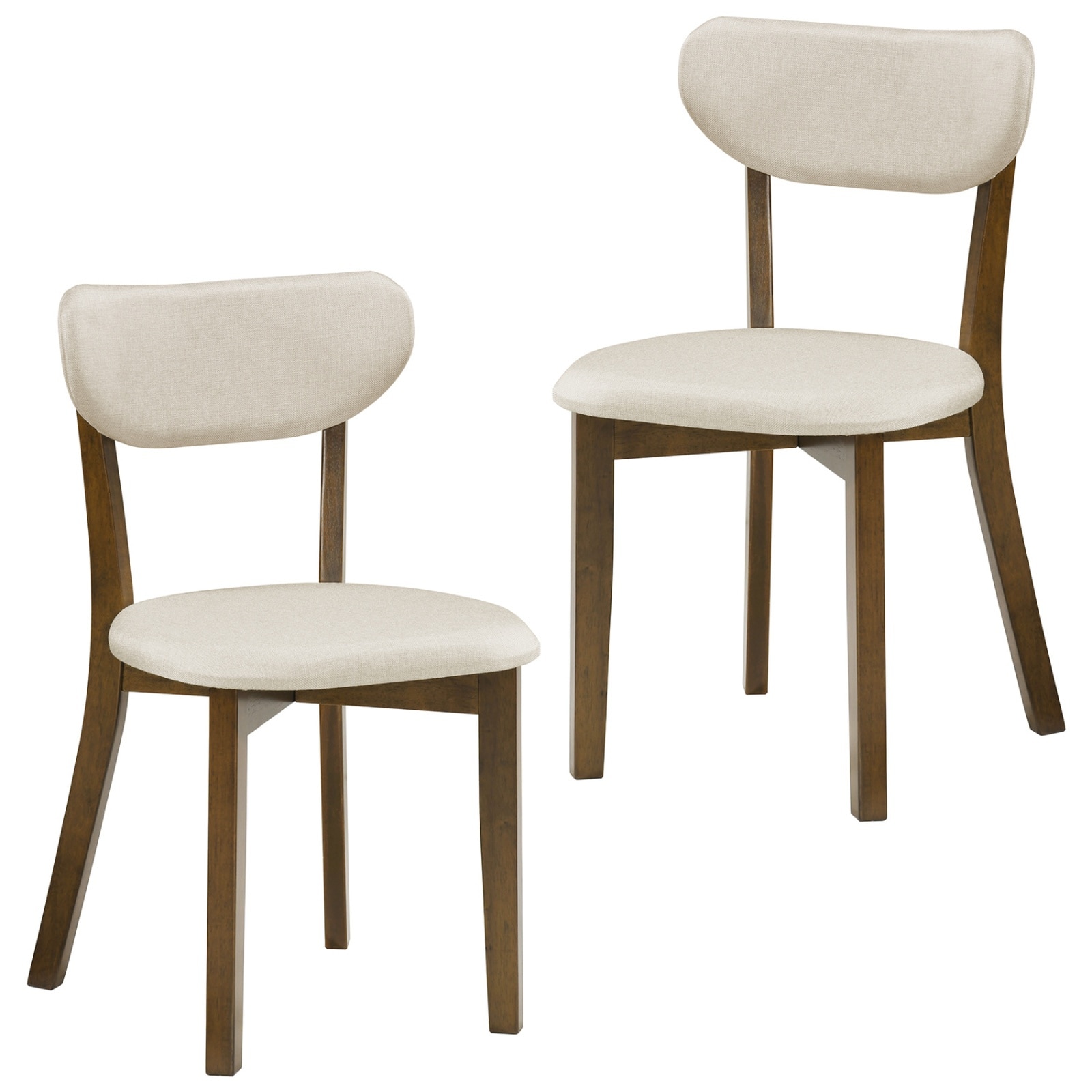 SUGIFT - Dining Chairs Set of 2 Upholstered Mid-Back Chairs with Solid Rubber Wood Frame Linen Se...