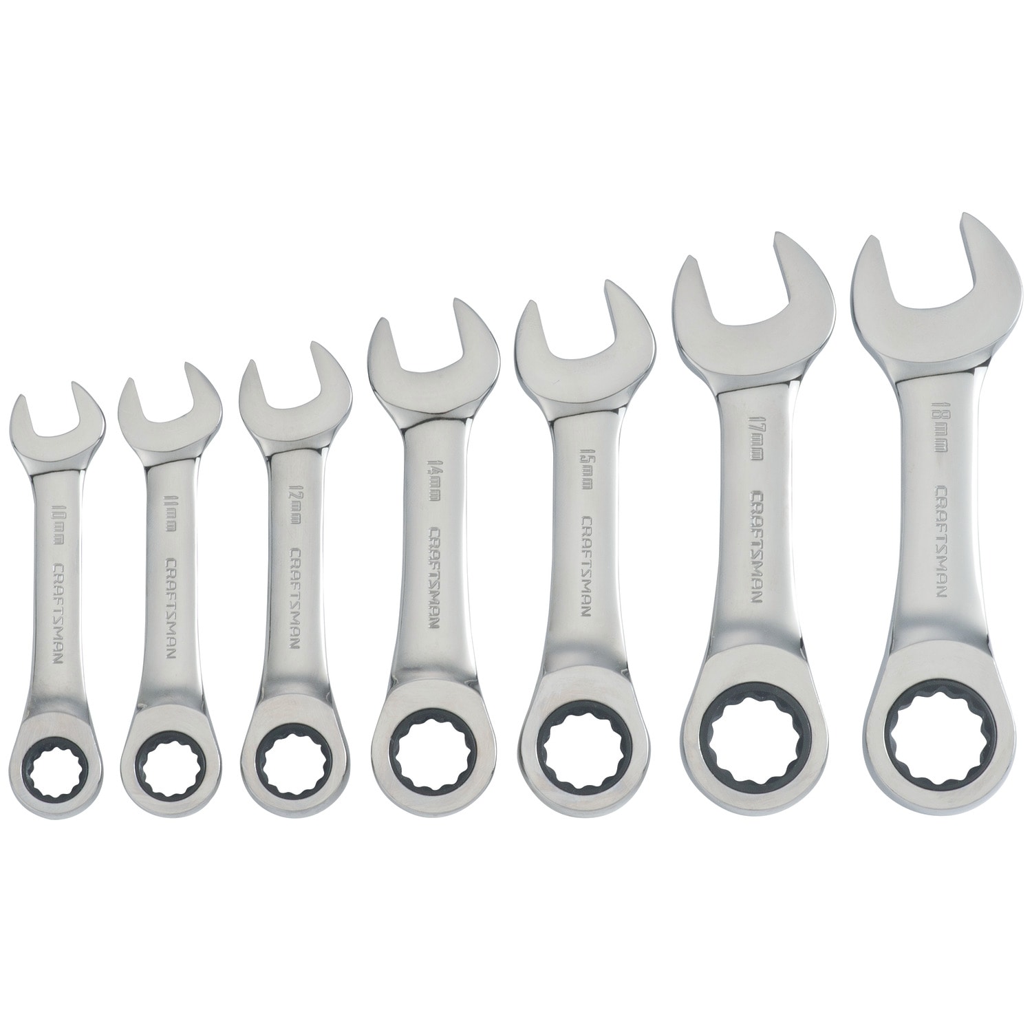 22 pc Craftsman Professional Full Polish Stubby Combination Wrench Set SAE/MM 