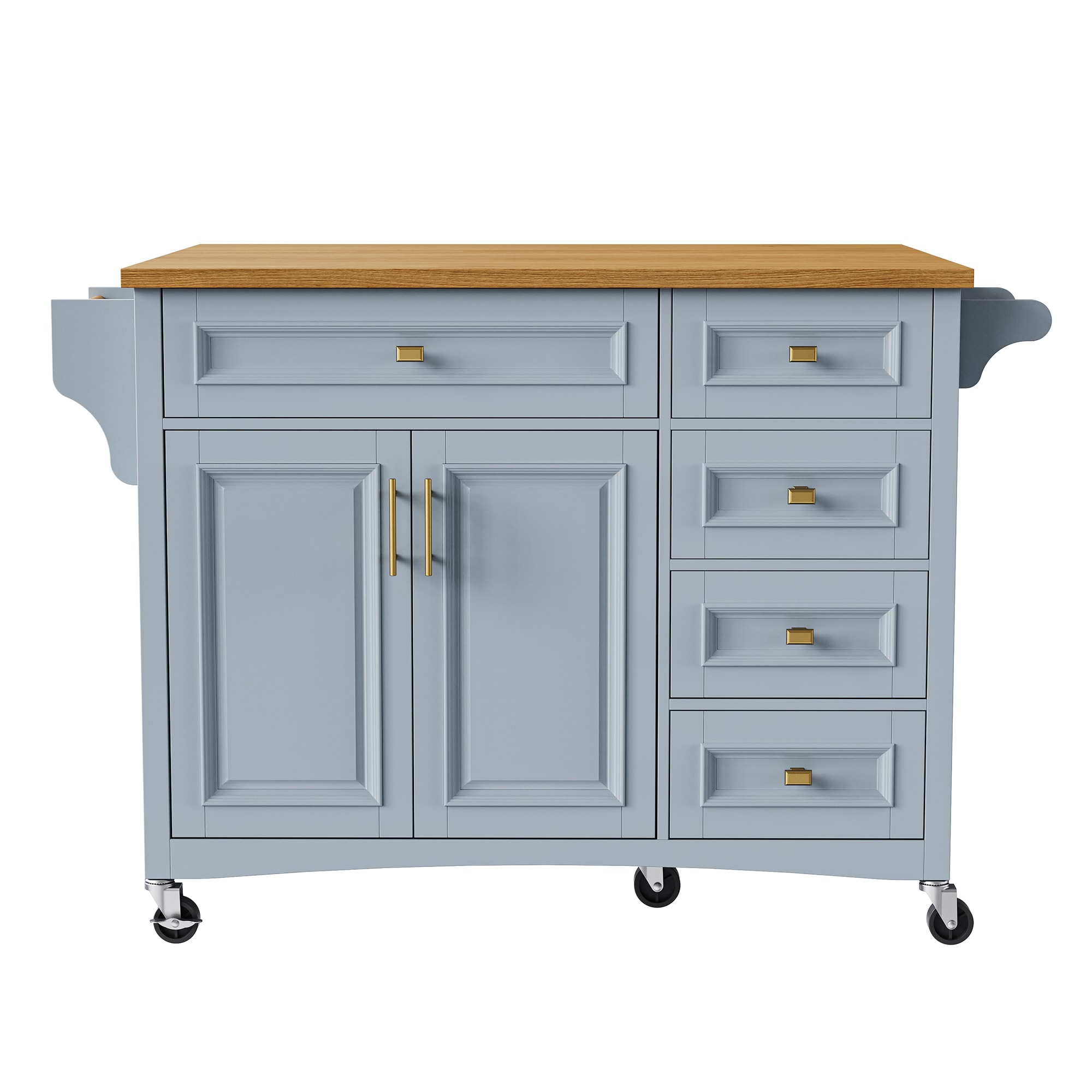 Bybafun YC0900040 Gray MDF Base with MDF Rolling Kitchen Island ( 29.5-Inches x 52-Inches x 36.3-Inches )