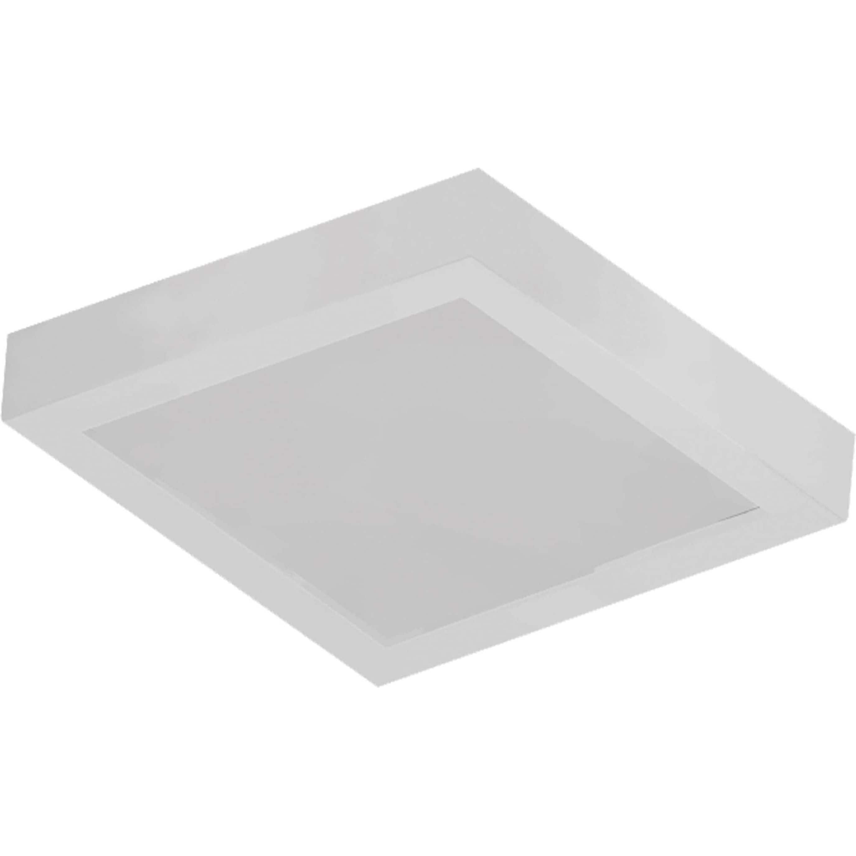 Satin White Square LED Flush Mount Ceiling Light, Modern 8"